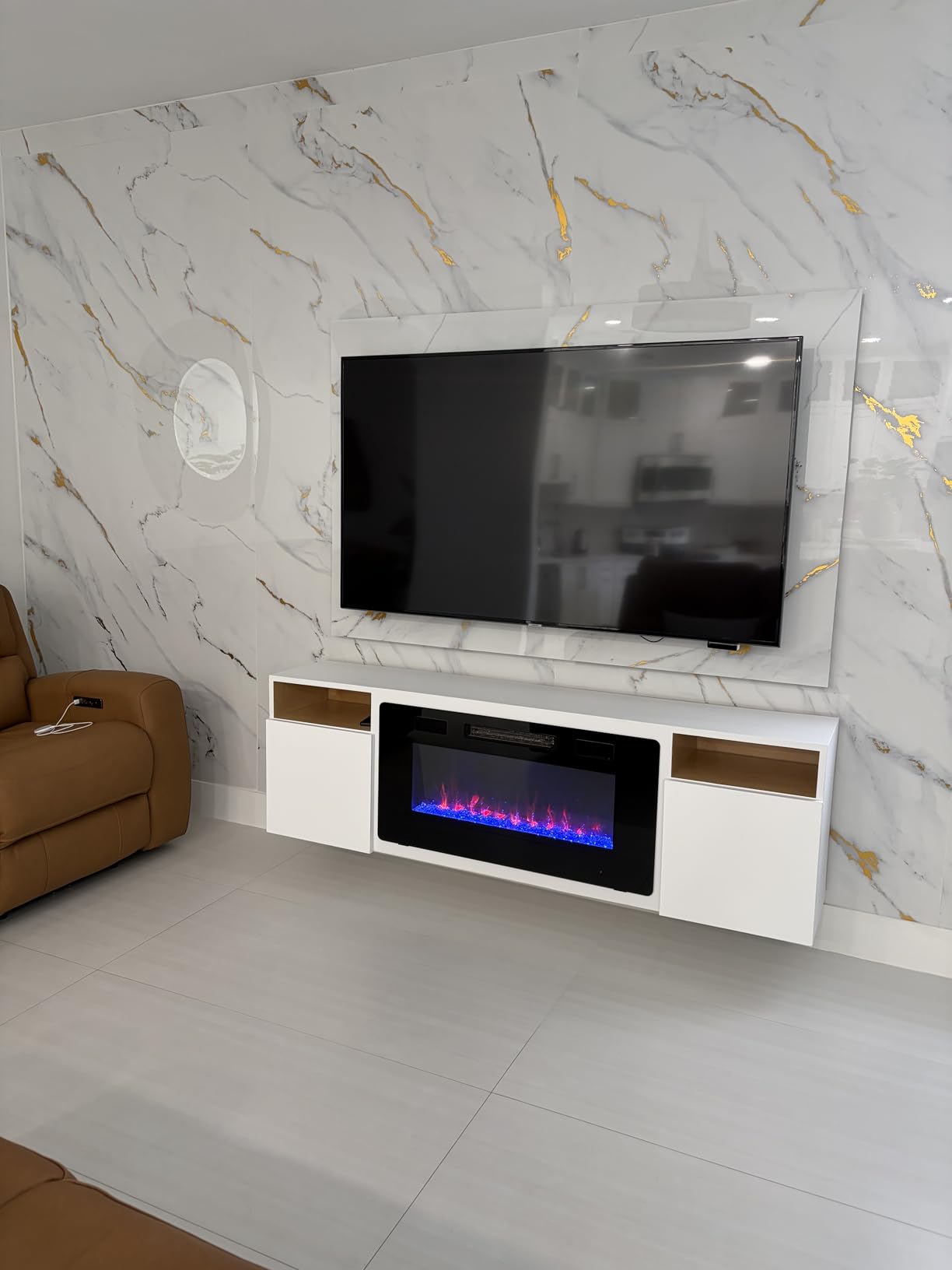 Electactic 60 Inch Electric Fireplace Insert Ultra-Thin - Recessed & Wall-Mounted Fireplace Heater with Thermostat, Adjustable Flame, Remote Control - Linear with Timer, Touch Screen, 750/1500W customer photo 2