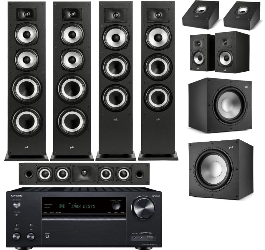 Polk Audio Monitor XT70 Large Home Tower Speaker (Single, Midnight Black) | Stereo Speaker, Dolby Atmos, DTS:X Compatible, 1