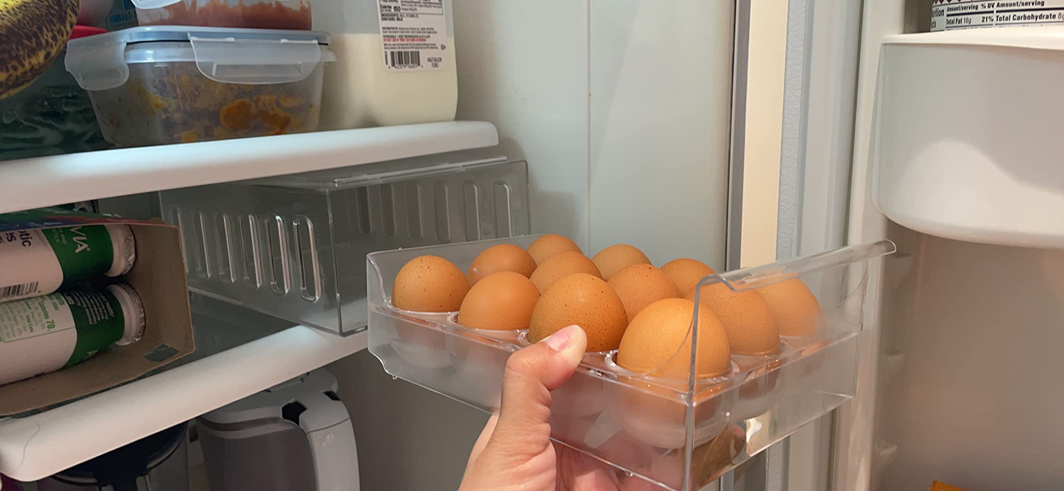 Ettori Egg Container for Refrigerator BPA Free Refrigerator Organizer Bins, Stackable Egg Holder for Refrigerator, 18 Egg Tray, Clear customer photo 2