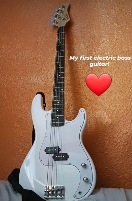 GLARRY Full Size Electric Bass Guitar Beginner Kit 4 String Exquisite Basswood Bass with 20W AMP, Cable, Strap, Bag and Accessories (Dark Blue, 39
