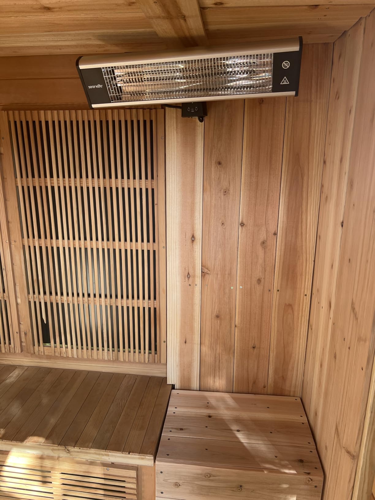 SereneLife Infrared Patio Heater, Wall-Mounted Electric Heater with Remote Control, 1500W, IP65 Approved, Odorless, Indoor/Outdoor for Patio, Restaurant, Backyard, Garage, Decks customer photo 1