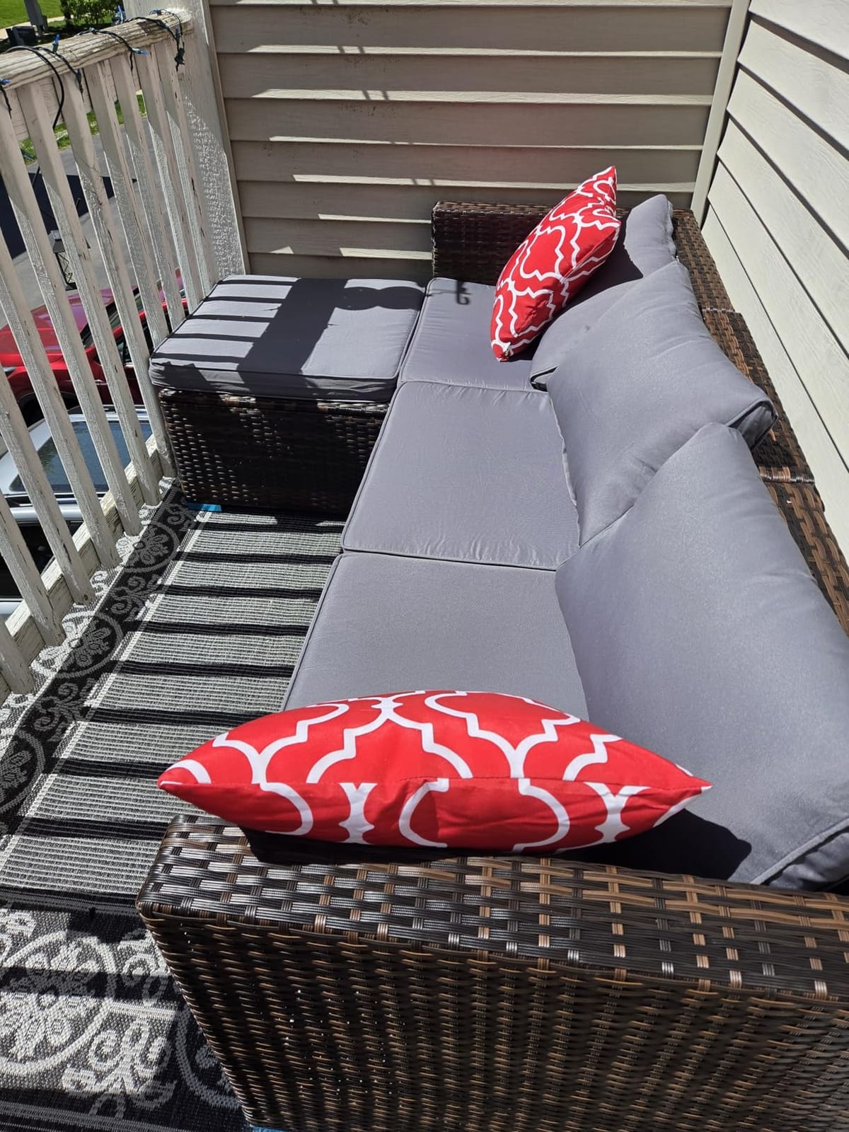 Aiho 5 Pieces Patio Furniture Set All-Weather Outdoor Wicker Sectional Patio Furniture with Cushion and Glass Table (Grey) customer photo 1