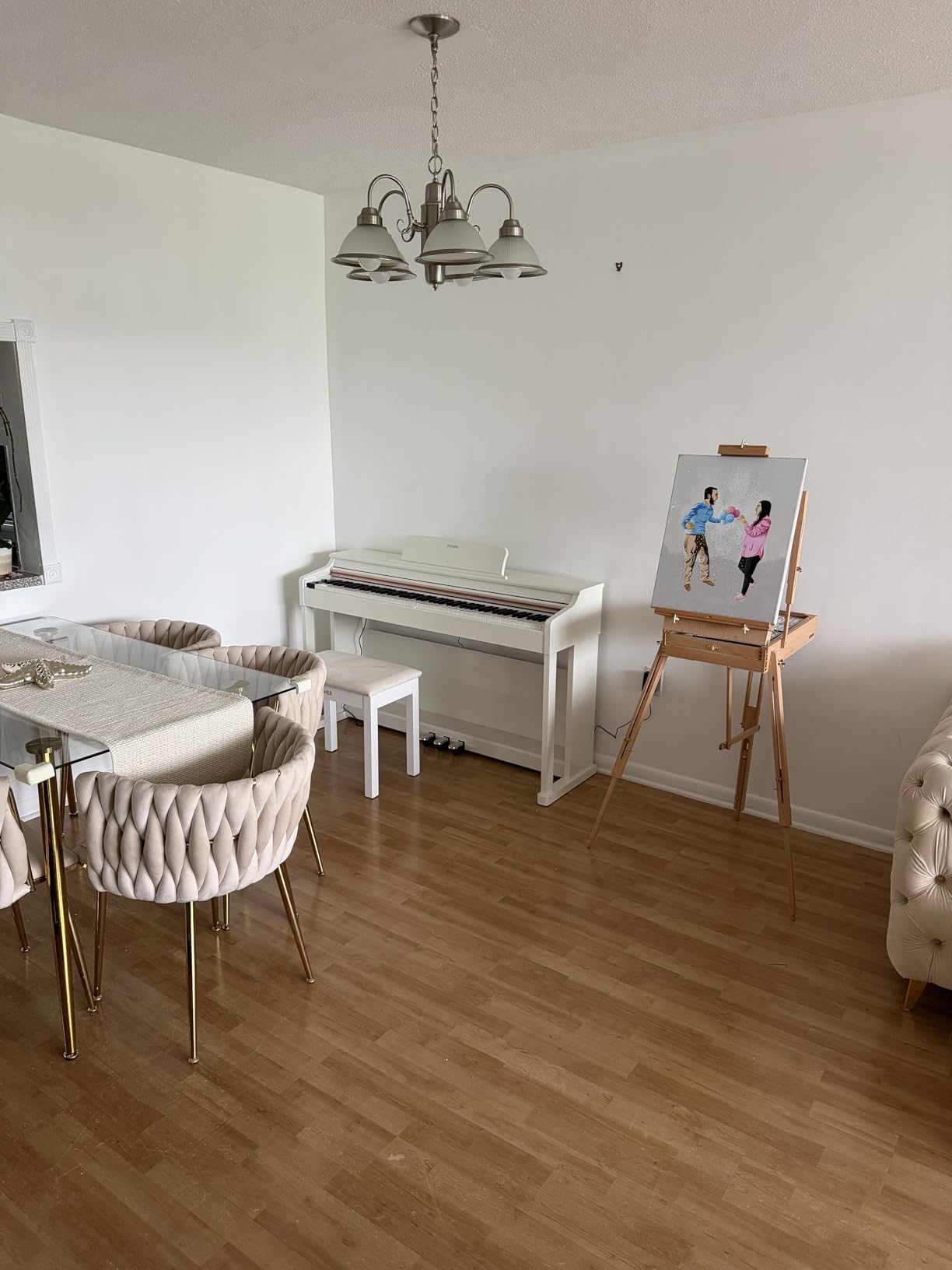 Donner DDP-100 88-Key Weighted Action Digital Piano, Beginner keyboard piano Bundle with Furniture Stand, Power Adapter, White customer photo 1