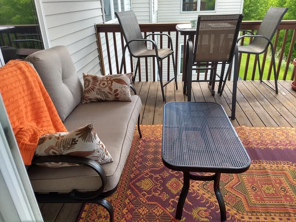 Giantex Patio Loveseat with Coffee Table Outdoor Bench with Cushion and Metal Frame, Loveseat Porch Furniture Set Sofa for Garden, Yard, Patio or Poolside customer photo 1