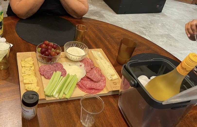 ROYAL CRAFT WOOD Bamboo Cheese Board and Knife Set with Charcuterie Board & Serving Tray with Appetizer Plates & Side Trays (17.5 x 13) customer photo 2