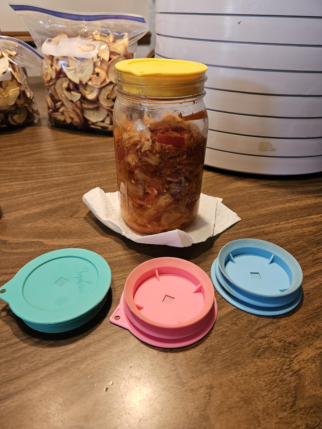 SOPHICO Silicone Airlock Ferment Lids Pickle Kit for Wide Mouth Mason Jar - for Pickles, Kimchi, and Fermented Probiotic Food, Waterless Airlock Cap (4 pack) customer photo 2