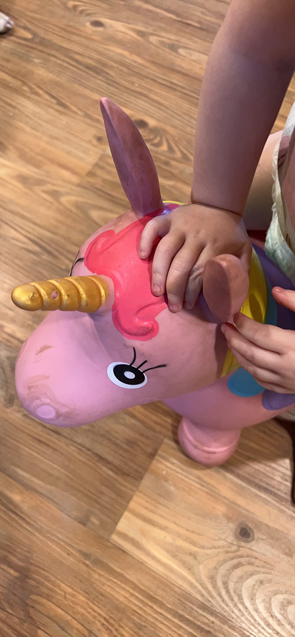 HotMax Unicorn Bouncy Horse Toys for 2 Year Old Girl, Toddlers Bouncing Animals, Ride on Rubber Jumping Toys for Girl or Boy Birthday Gift for 18M+ 2 3 4 Year Old (Violet Unicorn) customer photo 2