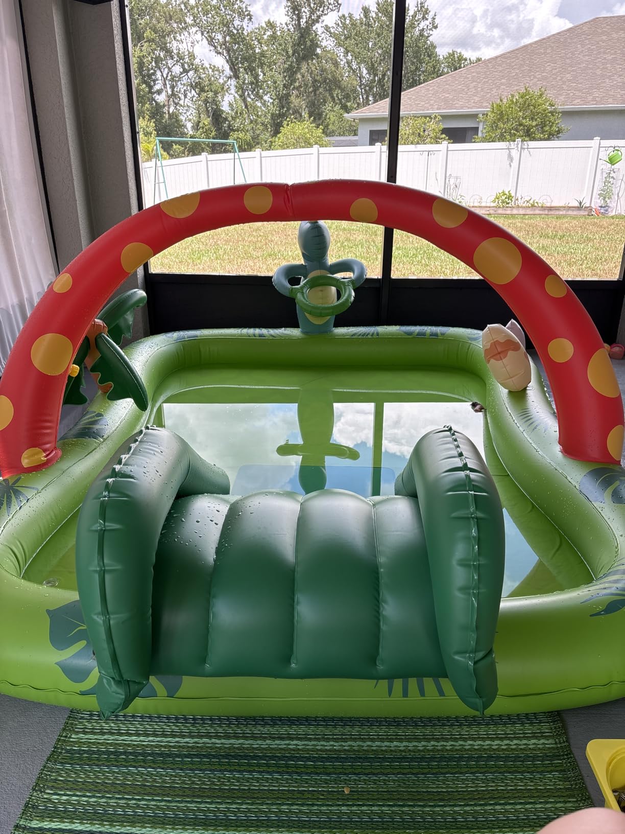 Inflatable Kids Pool, Airefina Dino Planet Inflatable Play Center Kiddie Pool with Water Slide, Ultra Thick 97
