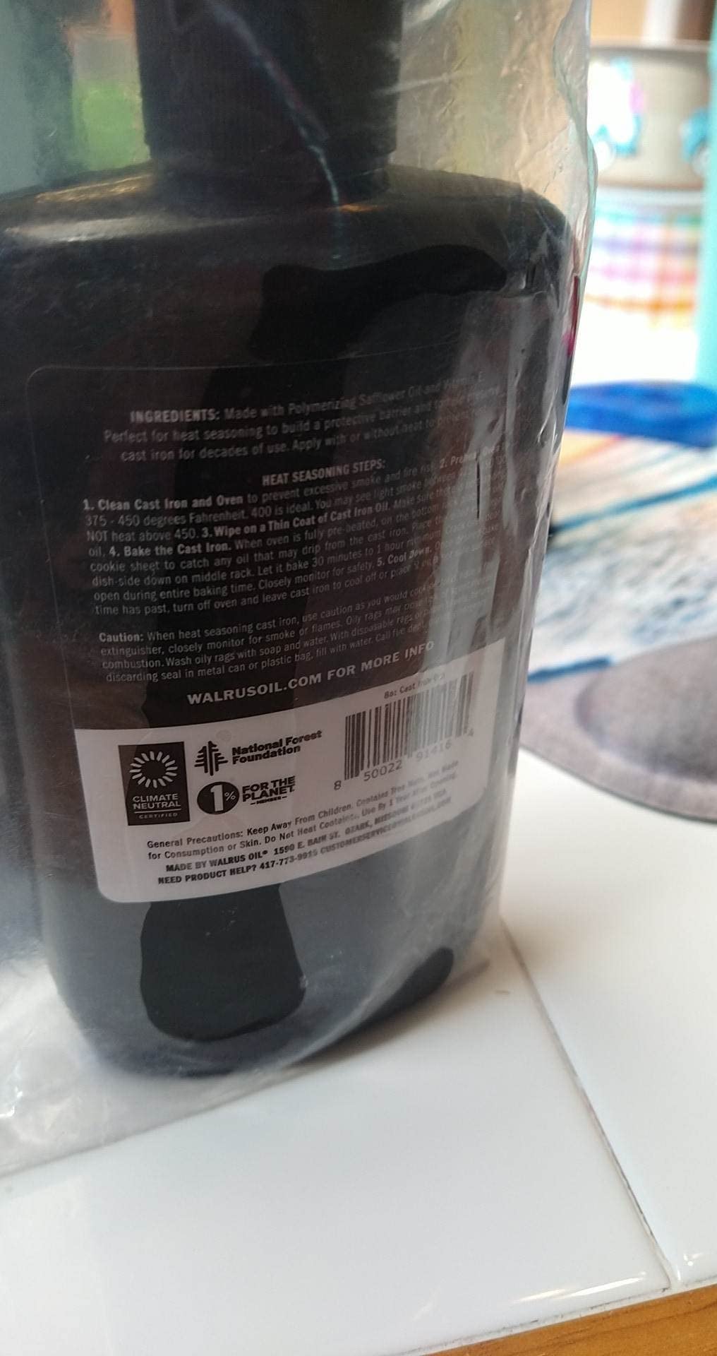 WALRUS OIL - Cast Iron Oil, High Smoke Point Safflower Oil for Seasoning, Maintaining Cast Iron. 100% Natural & Vegan, NSF Certified, 8 oz customer photo 1