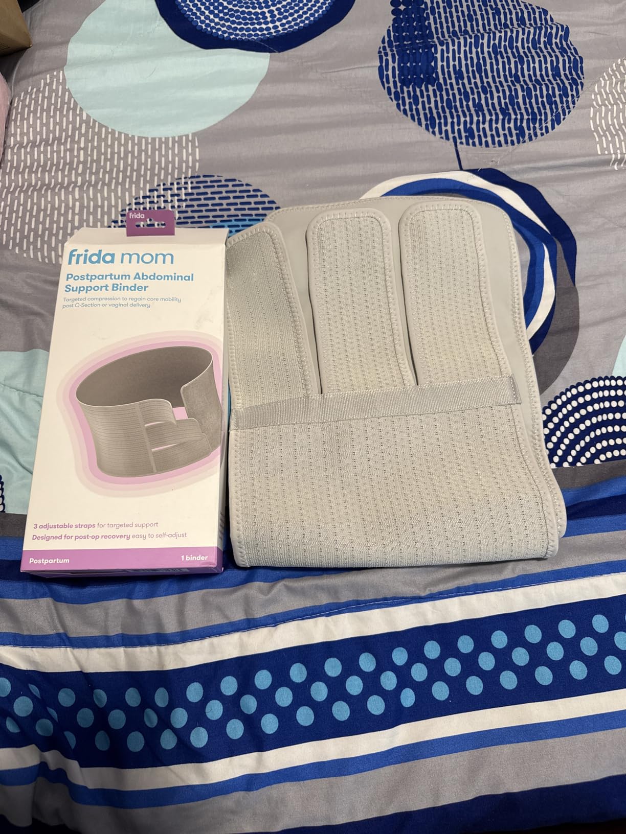 Frida Mom Belly Binder, Postpartum Essentials for Natural and C-Section Recovery, Adjustable Compression Wrap, After Birth Brace, Abdominal Band, 9