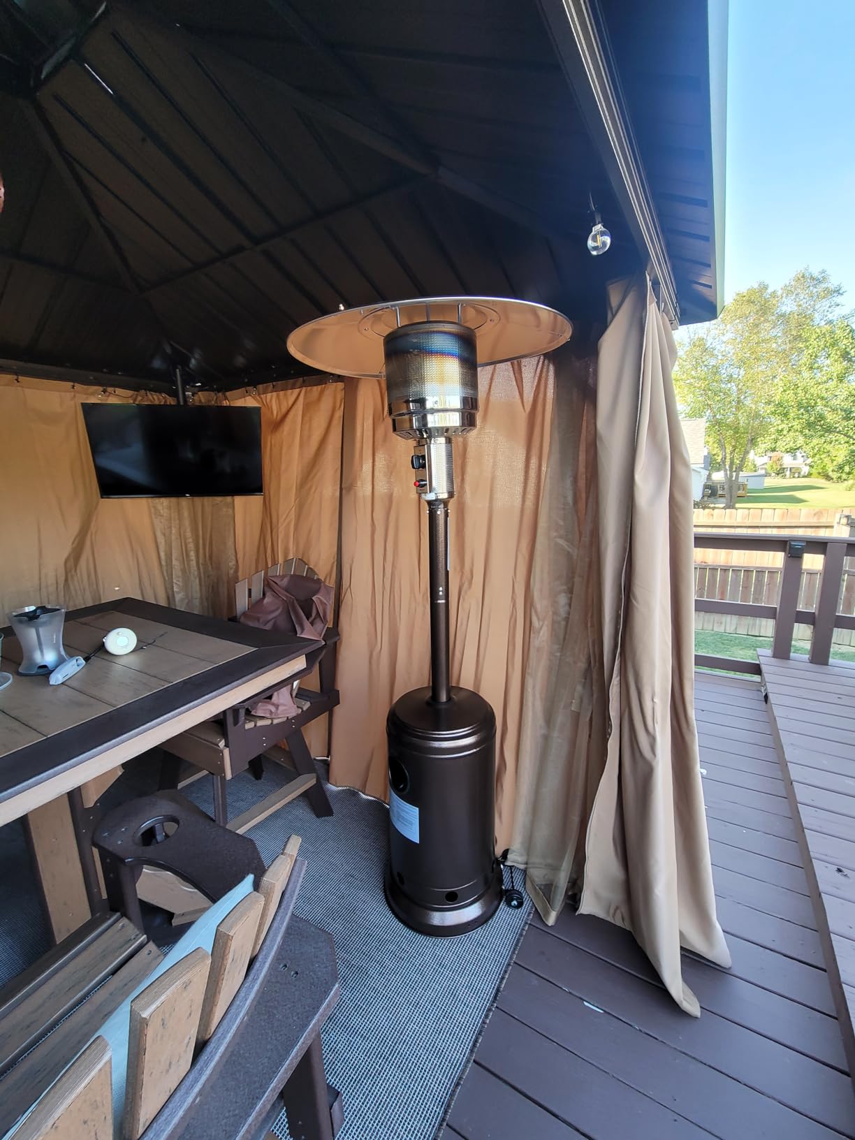 Hykolity 50,000 BTU Propane Patio Heater with Table Design, Stainless Steel Burner, Triple Protection System, Wheels, Outdoor Heaters for Patio, Garden, Commercial and Residentia, Black customer photo 1