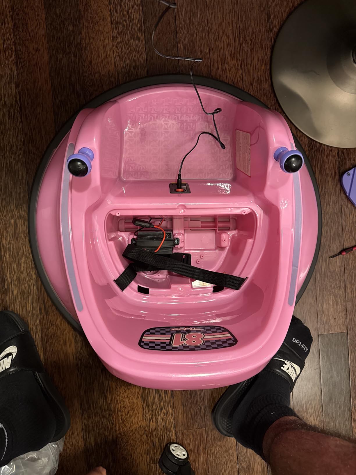 Flybar FunPark 6V Bumper Car for Toddlers, Electric Toddler Ride On Toys for Kids, Baby, Ages 1.5-4 Years, LED Lights, 360 Degree Spin, Supports up to 66 pounds (No Remote), Large, 6v Pink/Purple customer photo 2