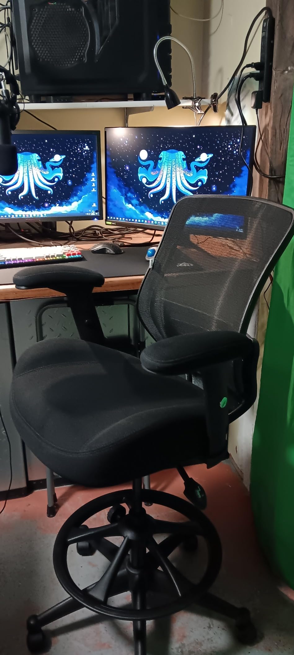 BOLISS 400lbs Mid Back Mesh Ergonomic Drafting Office Chair | for Standing Desk, Extra Wide Seat, 2 locking position, Lower Back Support, Adjustable Foot Ring Height Adjustable Armrest customer photo 2