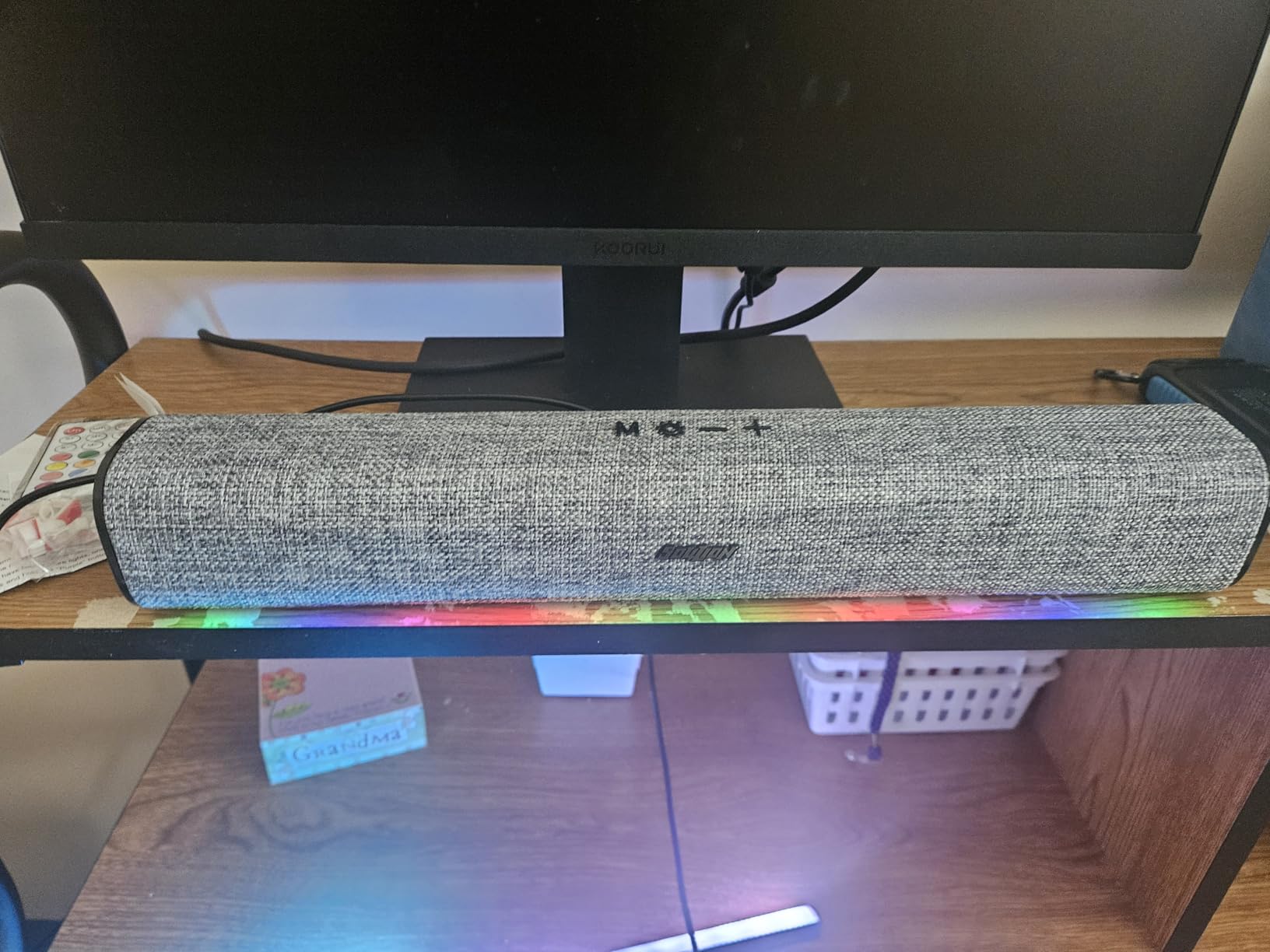 Under Monitor RGB Light Bar, LED Light for Desk Gaming Setup, USB Powered Keyboard Light, 12 Inch 5V, 353 Color Change Modes, Wireless Remote, LED Ambient Lights for Room Decor, Desk Setup, PC customer photo 1