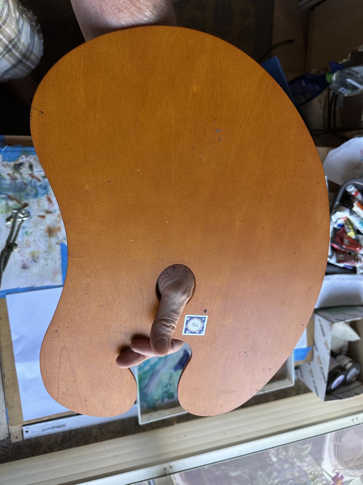 MEEDEN Wood Paint Palette: Artist Wooden Painting Palette | Wood Palette for Oil Painting, Ergonomic Palette with Thumb Hole, 15.7