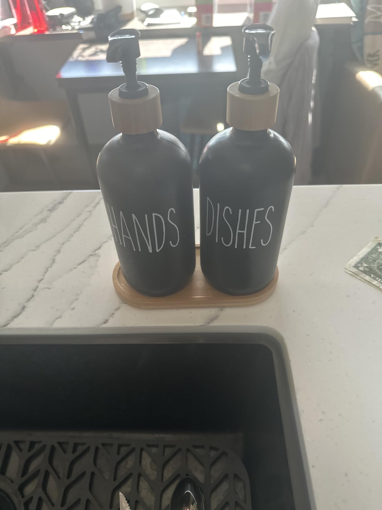 MOMEEMO Soap Dispenser Set, Black & White customer photo 1