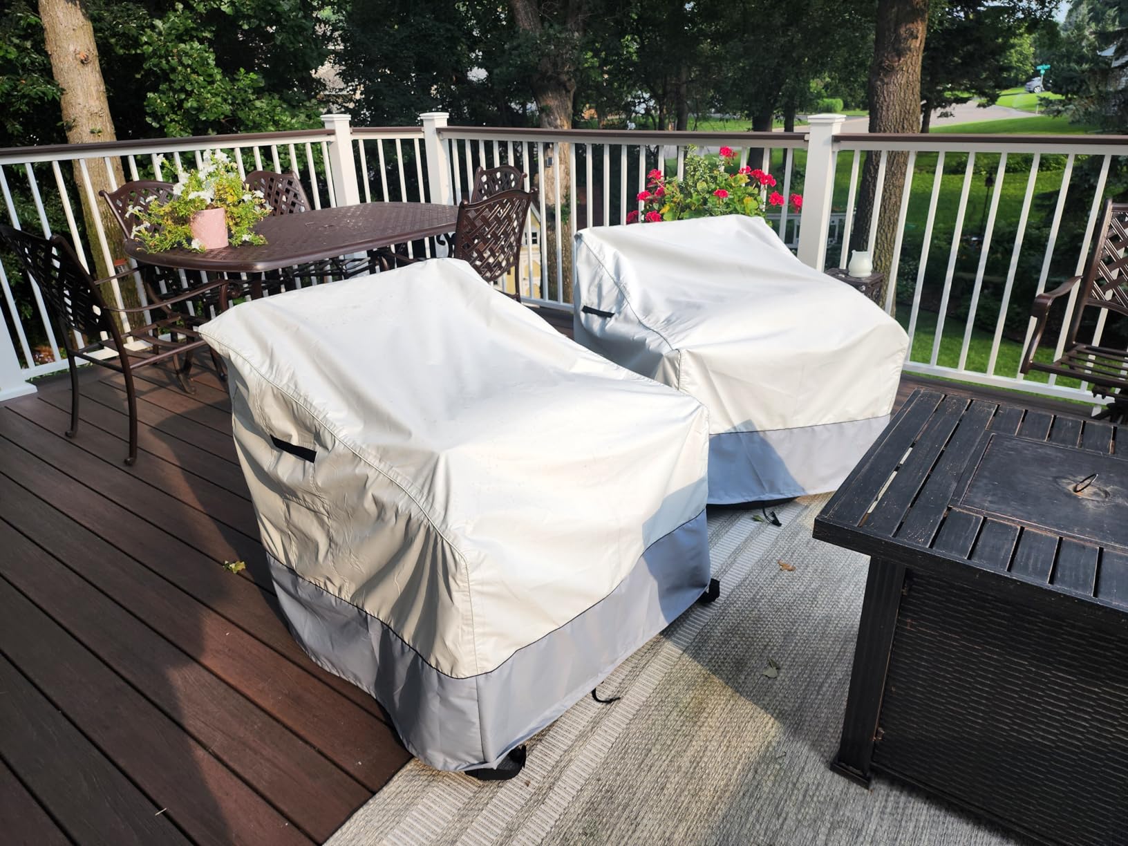 Outdoor Swivel Chair Covers 2 Pack,100% Waterproof Heavy Duty Outdoor Chair Covers,(33 W x 35 D x 38.5 H inches) Patio Furniture Cover for Swivel Patio Chair,White&Grayish Green customer photo 1