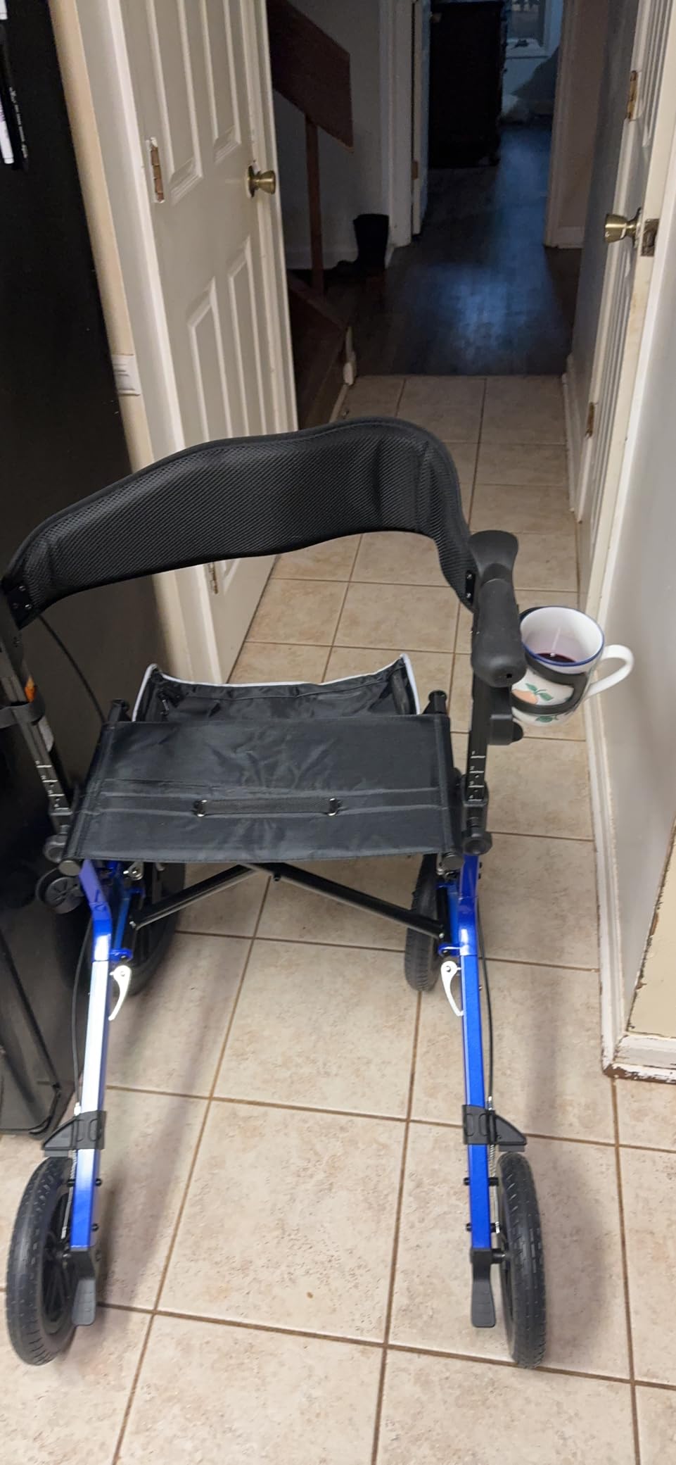 ELENKER All-Terrain Rollator Walker with Non-Pneumatic Tire 12” Front Wheels, Compact Folding Design for Seniors, Red customer photo 1