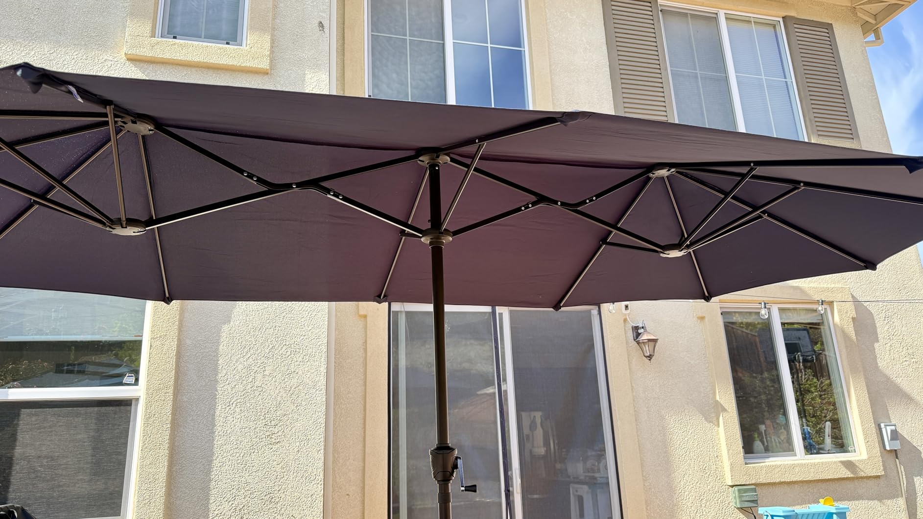 Sophia & William 7pc Patio Dining Set with Navy Umbrella, 6 Rattan Chairs customer photo 2