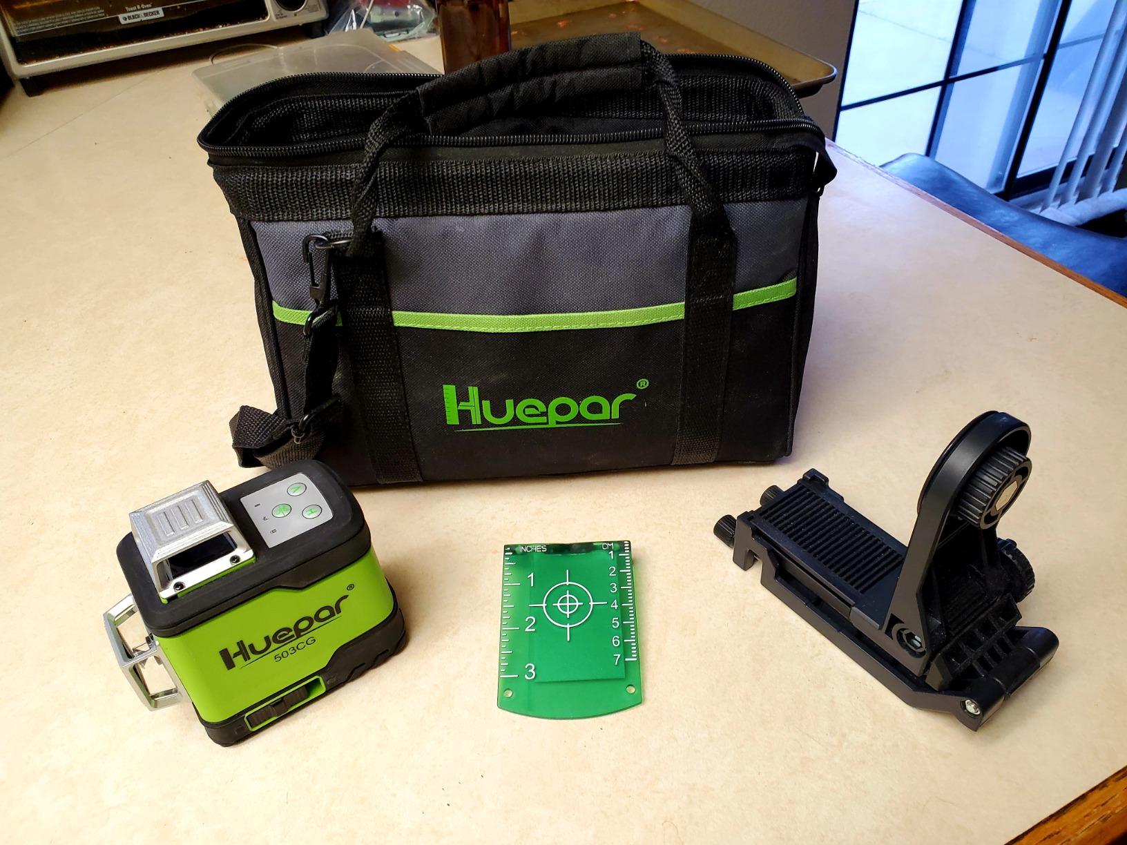 Huepar Laser Level 360 Self Leveling, Rechargeable Green Laser 3x360° Cross Line Lazer Leveler 3D Level Laser Tool for Construction and Picture Hanging, Strong Magnetic Bracket&Hard Carry Case -HM03CG customer photo 1