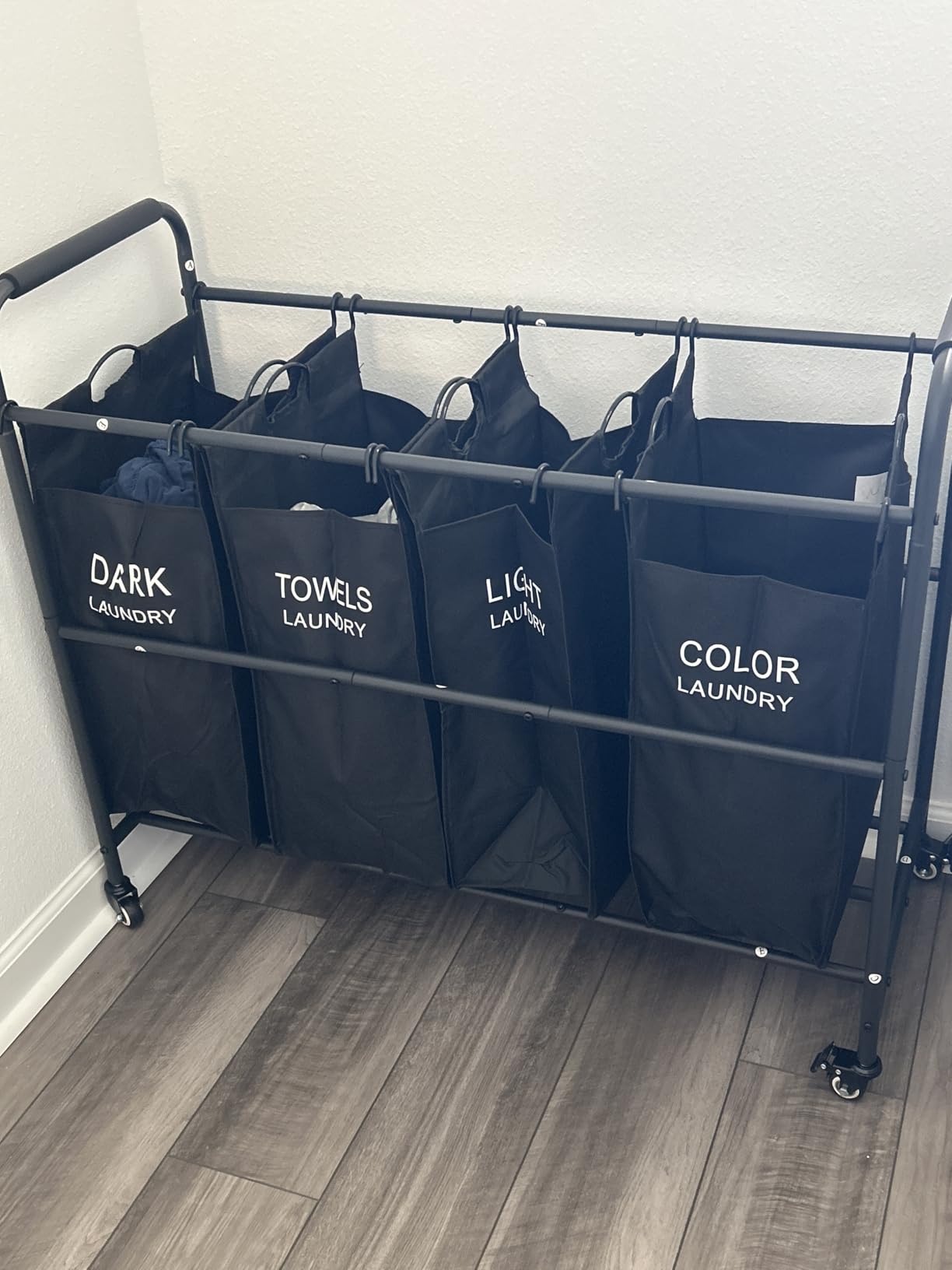 Tajsoon 4 Bag Laundry Sorter Cart, Laundry Sorter 4 Sections, 4 Colors customer photo 2