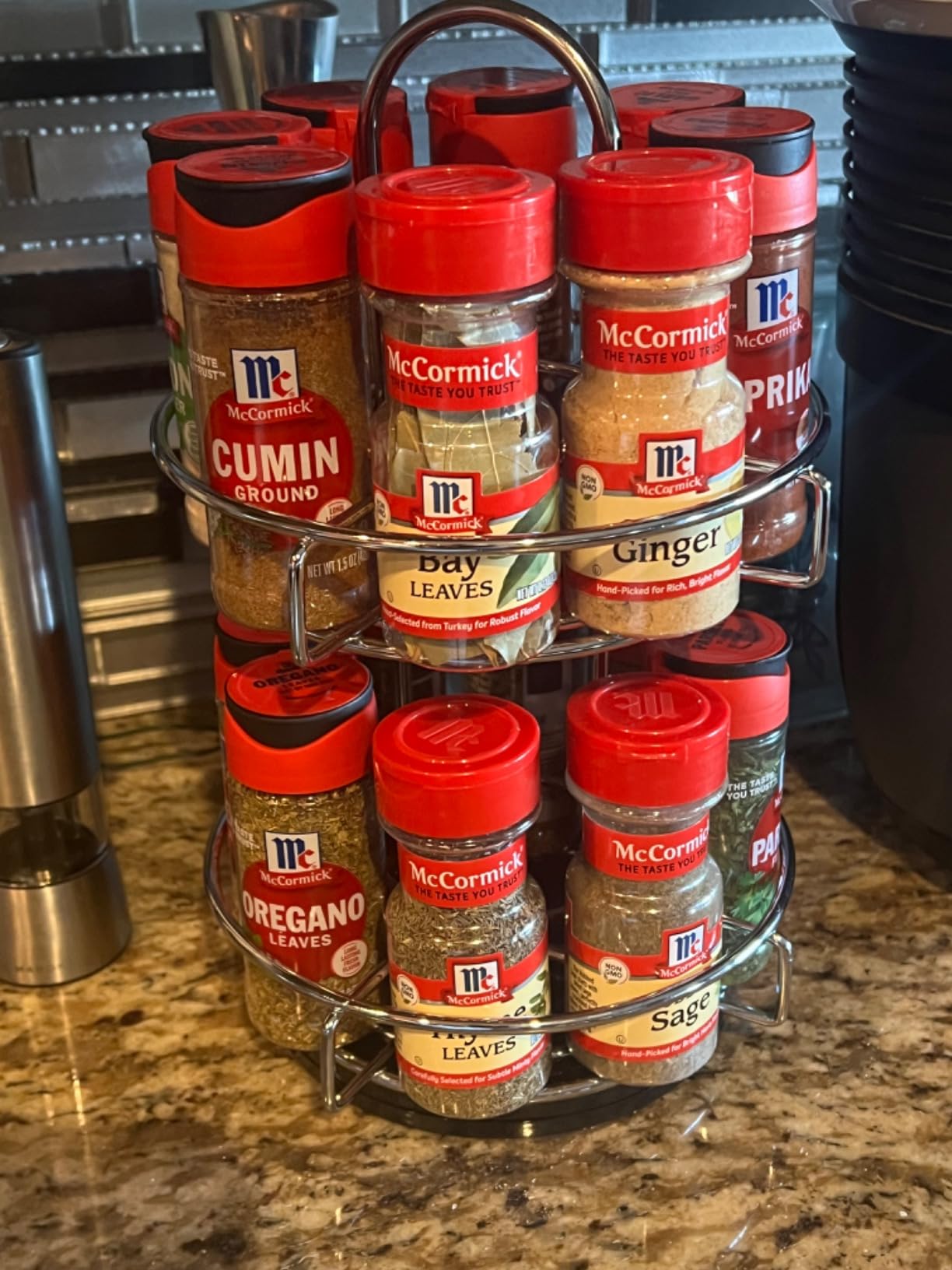 McCormick Spice Rack, Two Tier Chrome, Featuring 16 Herbs & Spices for Everyday Cooking, Great Gift for Housewarming, Wedding & Bridal Shower, 26.09 oz customer photo 1