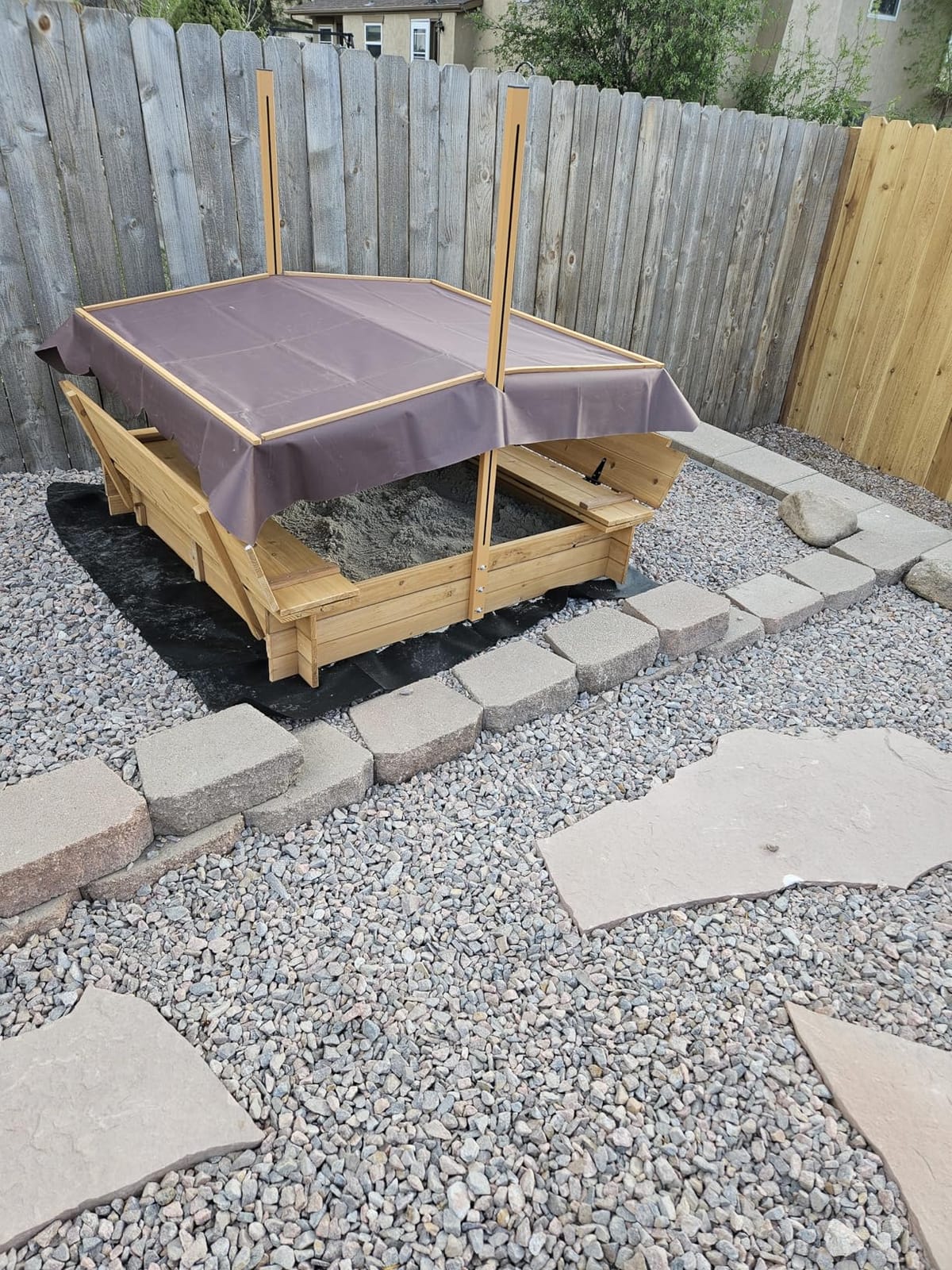 BIRASIL Wood Sandbox with Cover, Sand Box with 2 Bench Seats for Aged 3-8 Years Old, Sand Box for Backyard Garden, Beach Patio Outdoor (Natural Wood, 48 Inch) customer photo 2