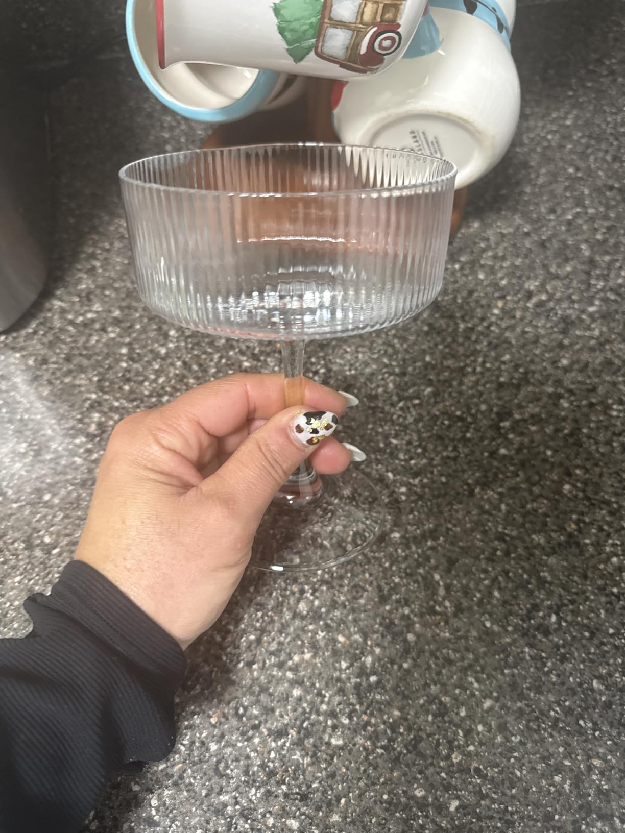 Montex Ribbed Coupe Glasses Set of 6, 10 oz Crystal Espresso Martini Glasses, Vintage Cocktail Glassware for Champagne, Margaritas, Manhattan, Home Bar & Gifts customer photo 1
