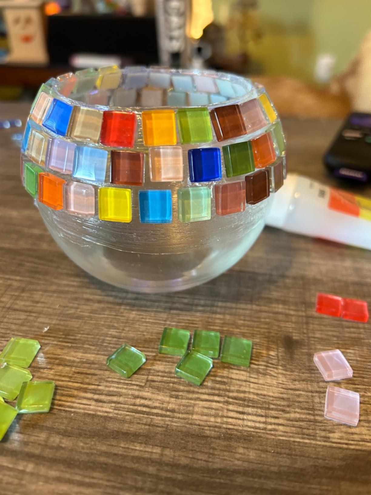 Glass Mosaic Candle Holder Kit, DIY Art and Crafts for Adults & Kids Gifts customer photo 2