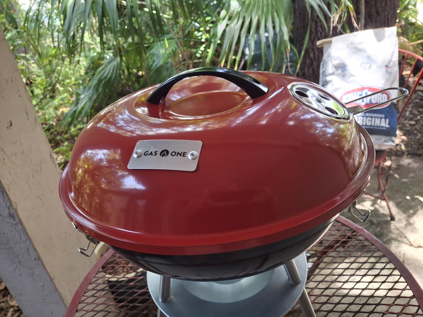 Gas One 14-inch Portable Barbecue Grill with 3-Point Locking Lid for Heat Preservation - Dual Venting System - Small Charcoal Grill for Backyard, Camping, Boat customer photo 2