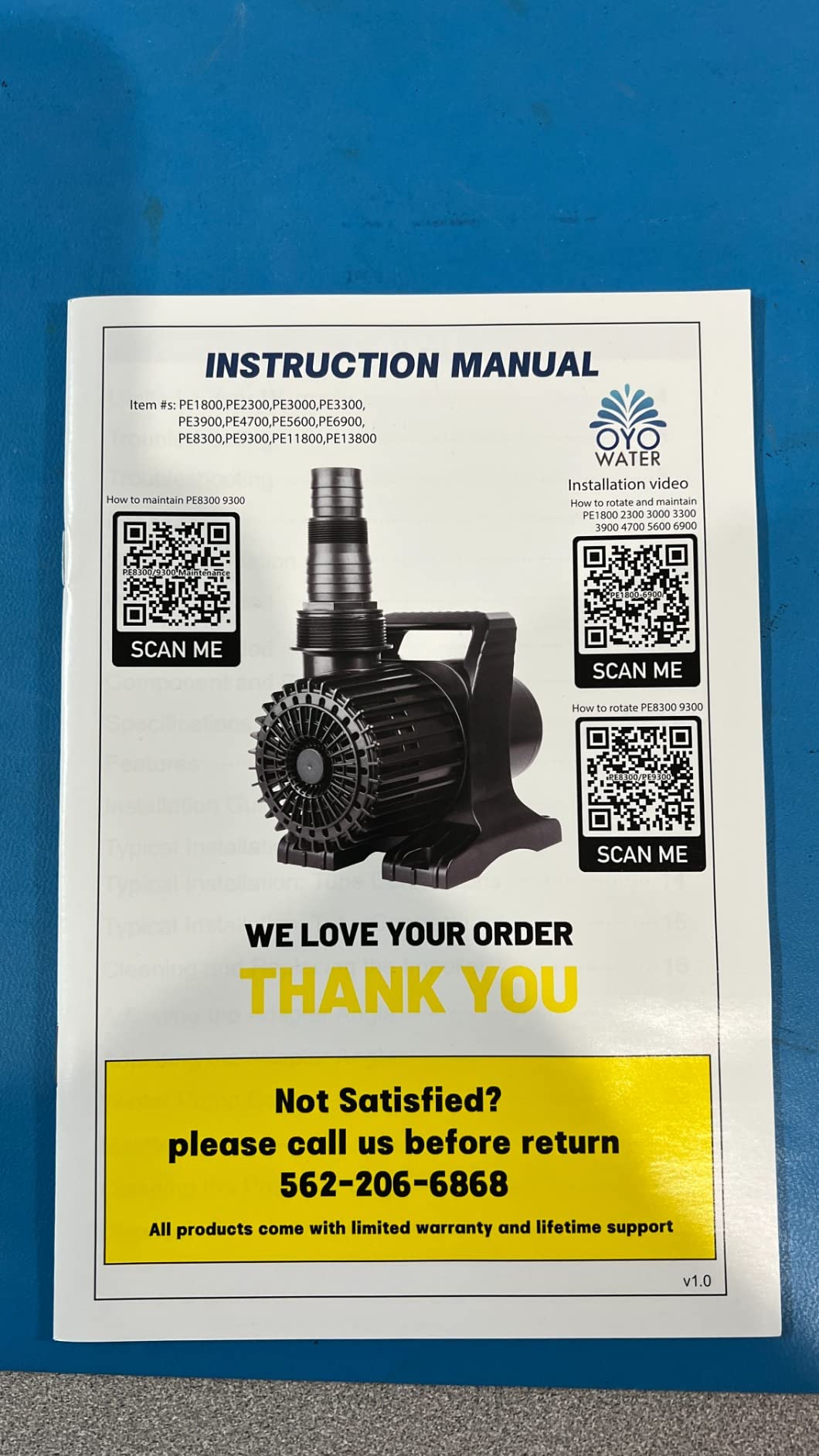 OYO WATER Submersible Water Pump, 1800 GPH Pond Pump for Outdoor Ponds 32.8ft Long Power Cord, Barrier Filter Bag, Ipx8 Waterproof Ultra Quiet Fountain Water Pump for Waterfall, Hydroponic customer photo 2