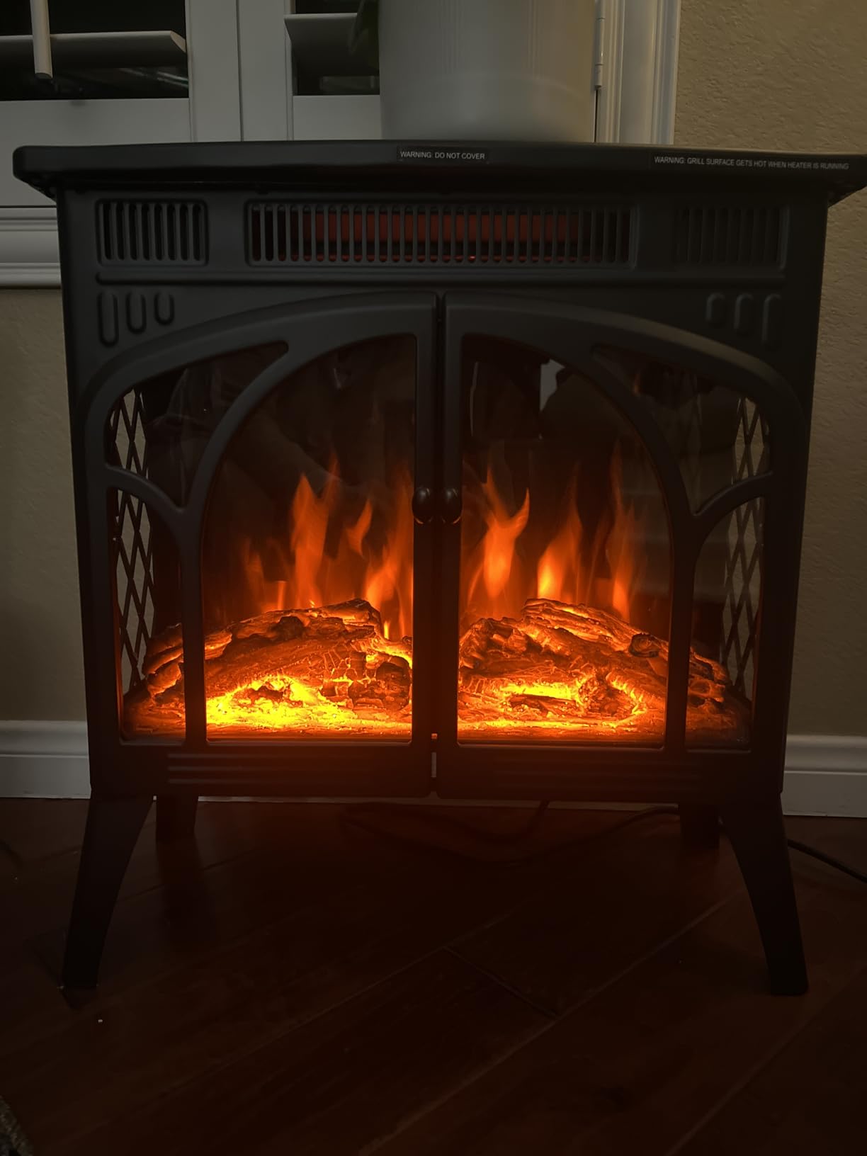 Electactic 24Inch Electric Fireplace Stove , Free-Standing Infrared Fireplace Stove, Controllable 3D Flame, 4 Variable Flame&Log Colors, 1500w, 5100BTU, Black (S230B-BLACK), 23.5