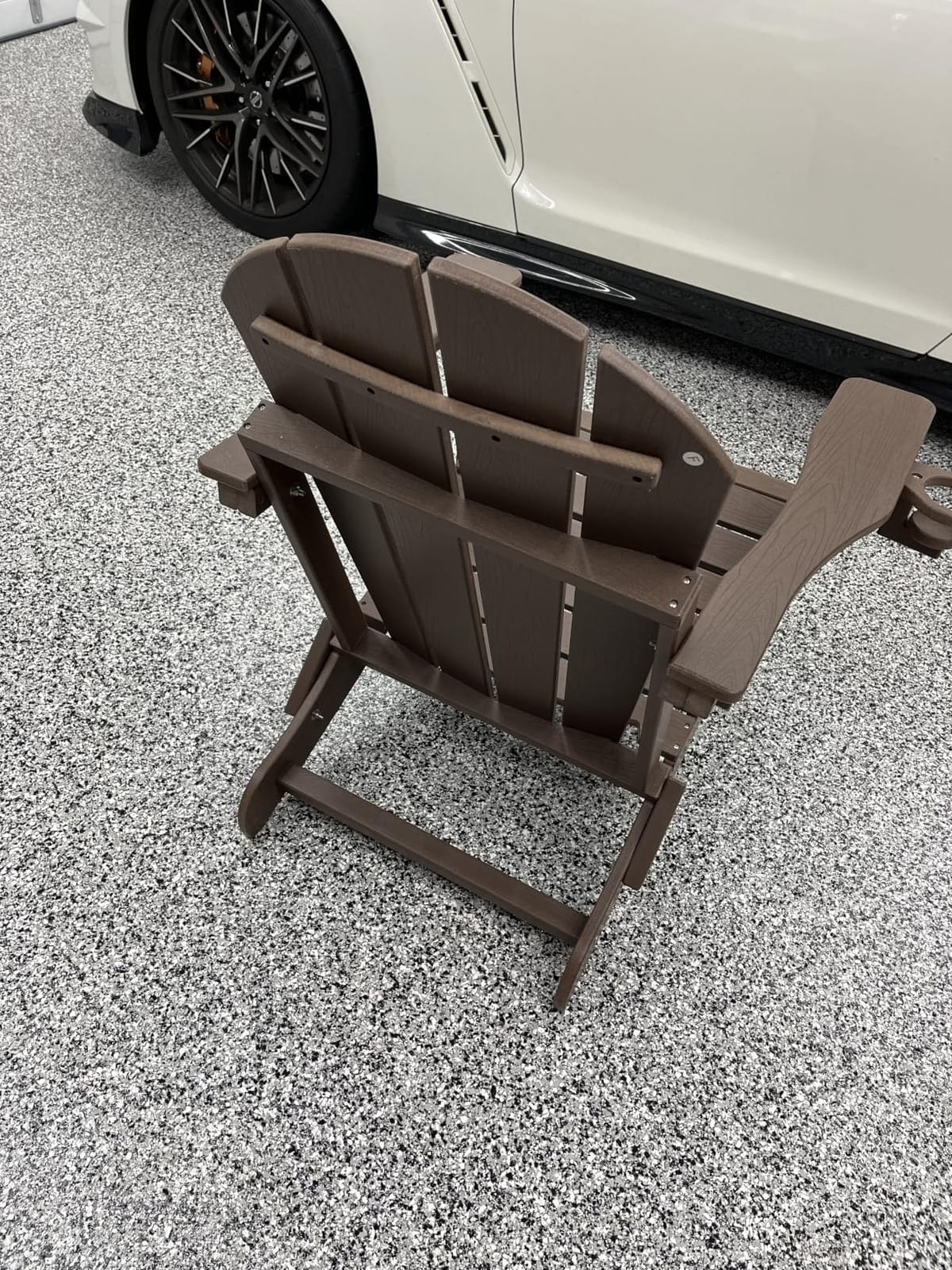 Ciokea Folding Adirondack Chair Wood Texture for Patio, Weather Resistant, Plastic Fire Pit Chair with Cup Holder, Lawn Chair for Outdoor Porch Garden Backyard Deck (Black) customer photo 1