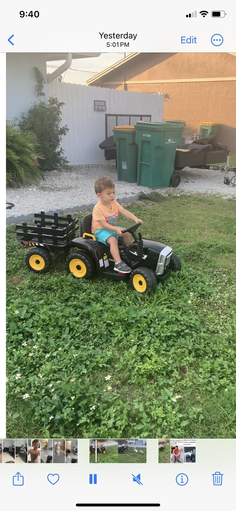 Costzon Ride on Tractor with Detachable Trailer, Kids' Electric Vehicles w/3-Gear-Shift Ground Loader, Wireless Design & USB, 7 LED Headlights, Remote Control Tractor Toy for Kids 3+ (12V, Dark Green) customer photo 2
