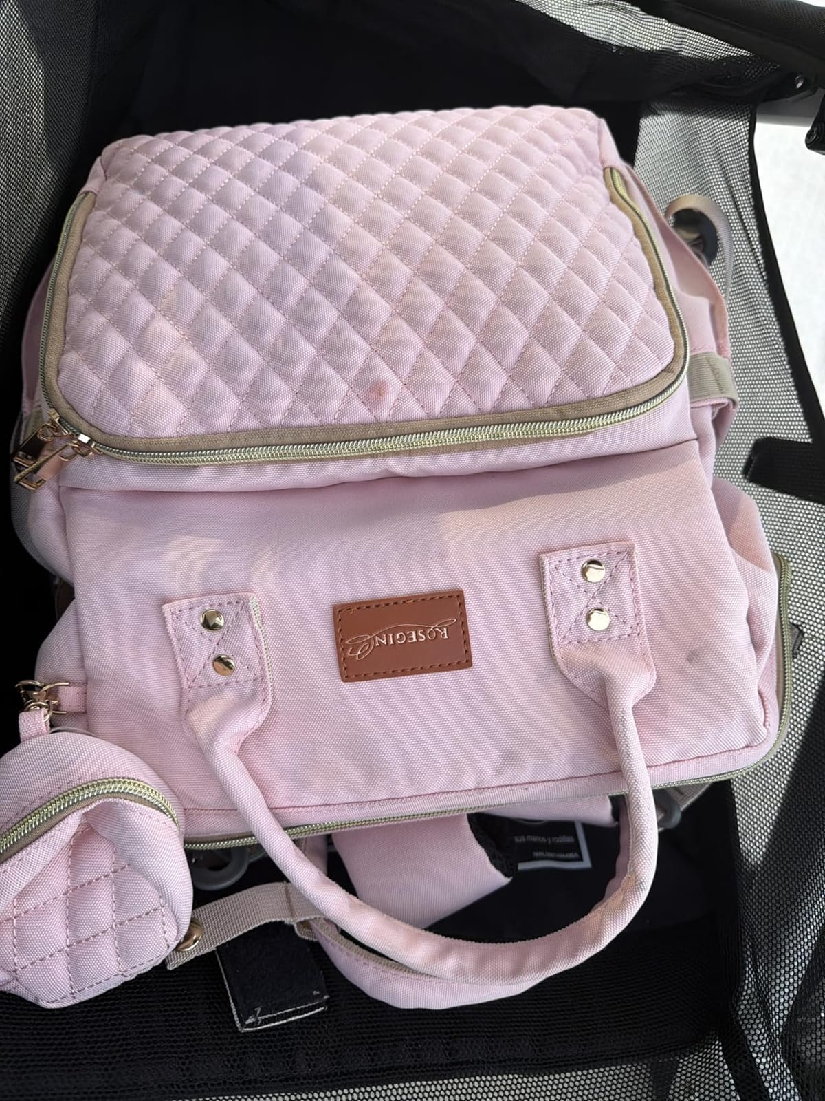 ROSEGIN Diaper Bag Backpack with Changing Pad Pacifier Case, Baby Bag for Boy Girl Toddler - Large,Stylish, Waterproof Travel Quilted Diaper Bag for Mom - Baby Shower Gifts, Black customer photo 2