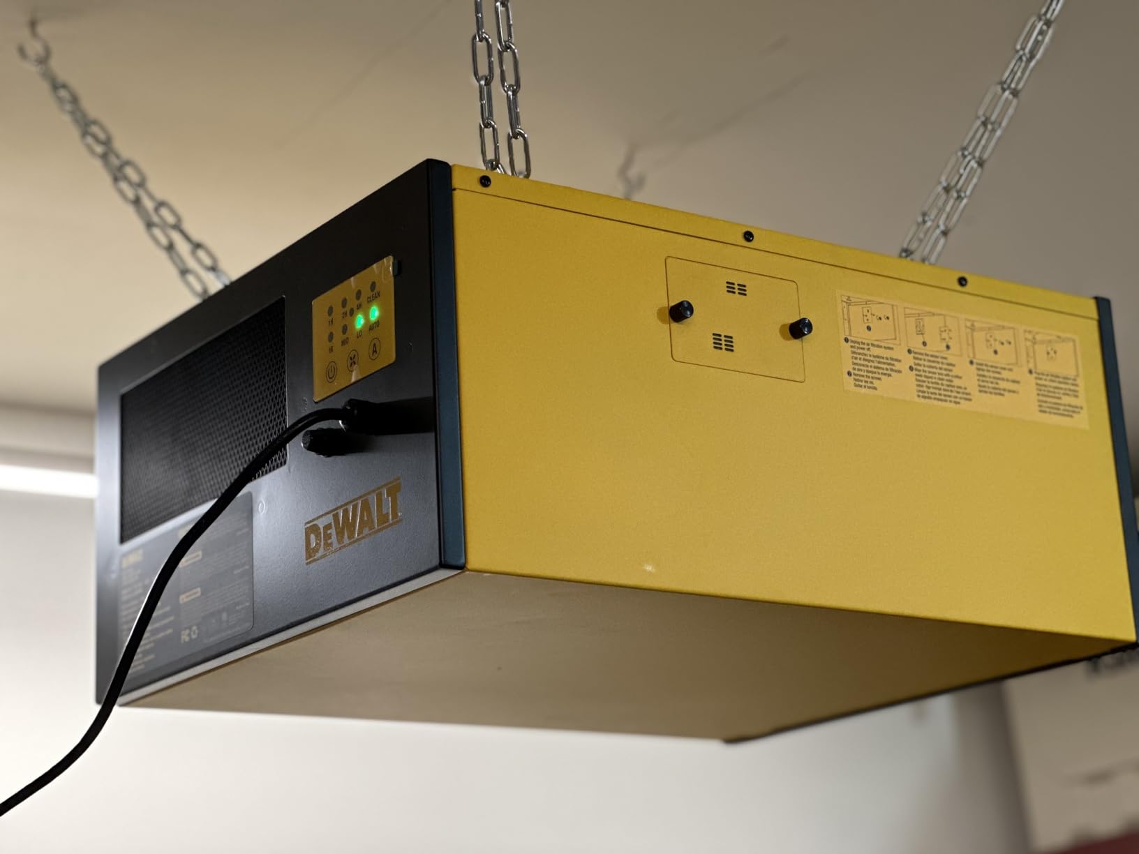 DEWALT Air Filtration System Dust Collector for Woodworking DWXAF101 | 3-Speed Hanging Ceiling Dust Collection Systems Remote Control 4 Modes 8H Time Setting 2 Stage Filtration for Garage/Workshop customer photo 1