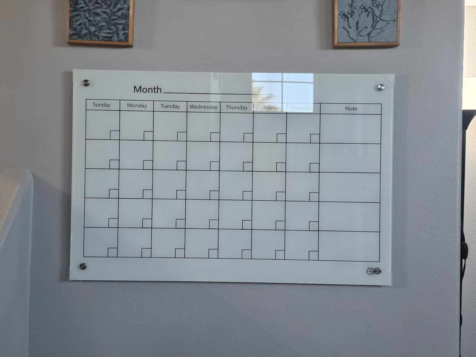 Black Magnetic Glass Whiteboard, Large Dry Erase Board Tempered 70