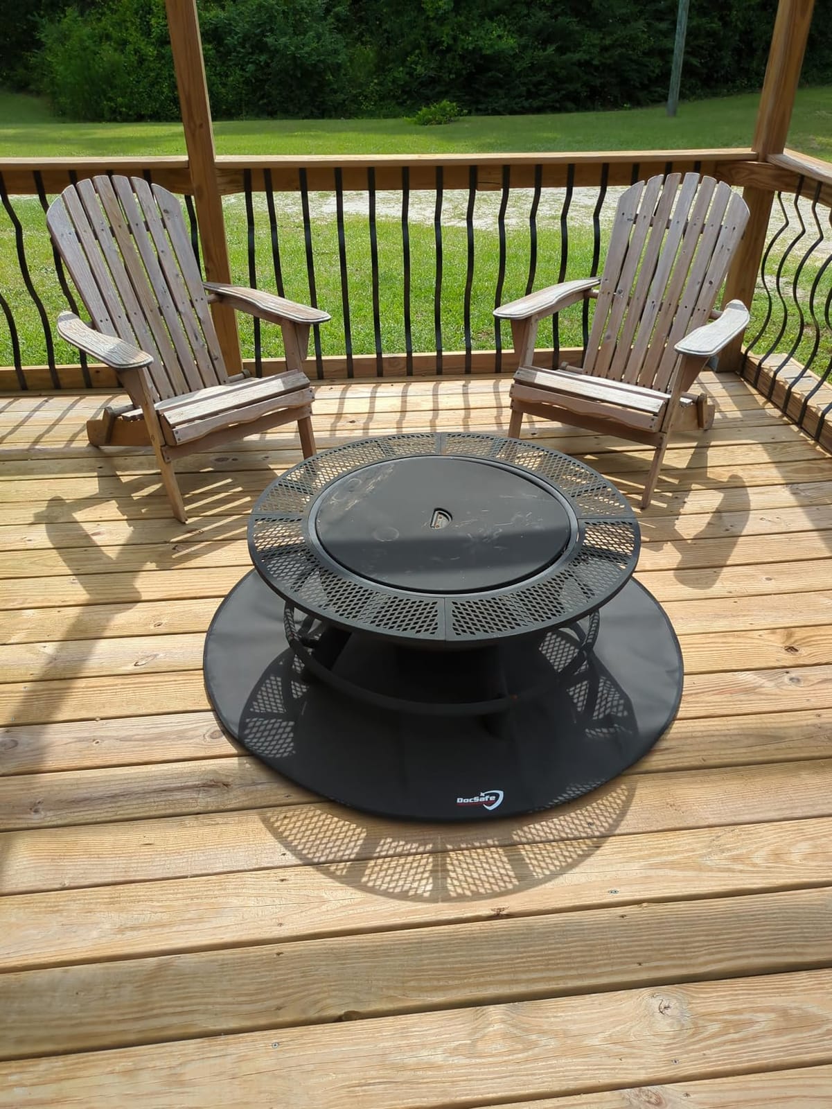 DocSafe 60 x 60 inches Round Under Grill Mat,Large 4 Layers Fire Pit Mat,Fireproof Mat Heat Insulated Protector for Deck,Patio,Grass,Smoker,BBQ,Reusable Oil-Proof and Waterproof Indoor Fireplace Pad customer photo 2