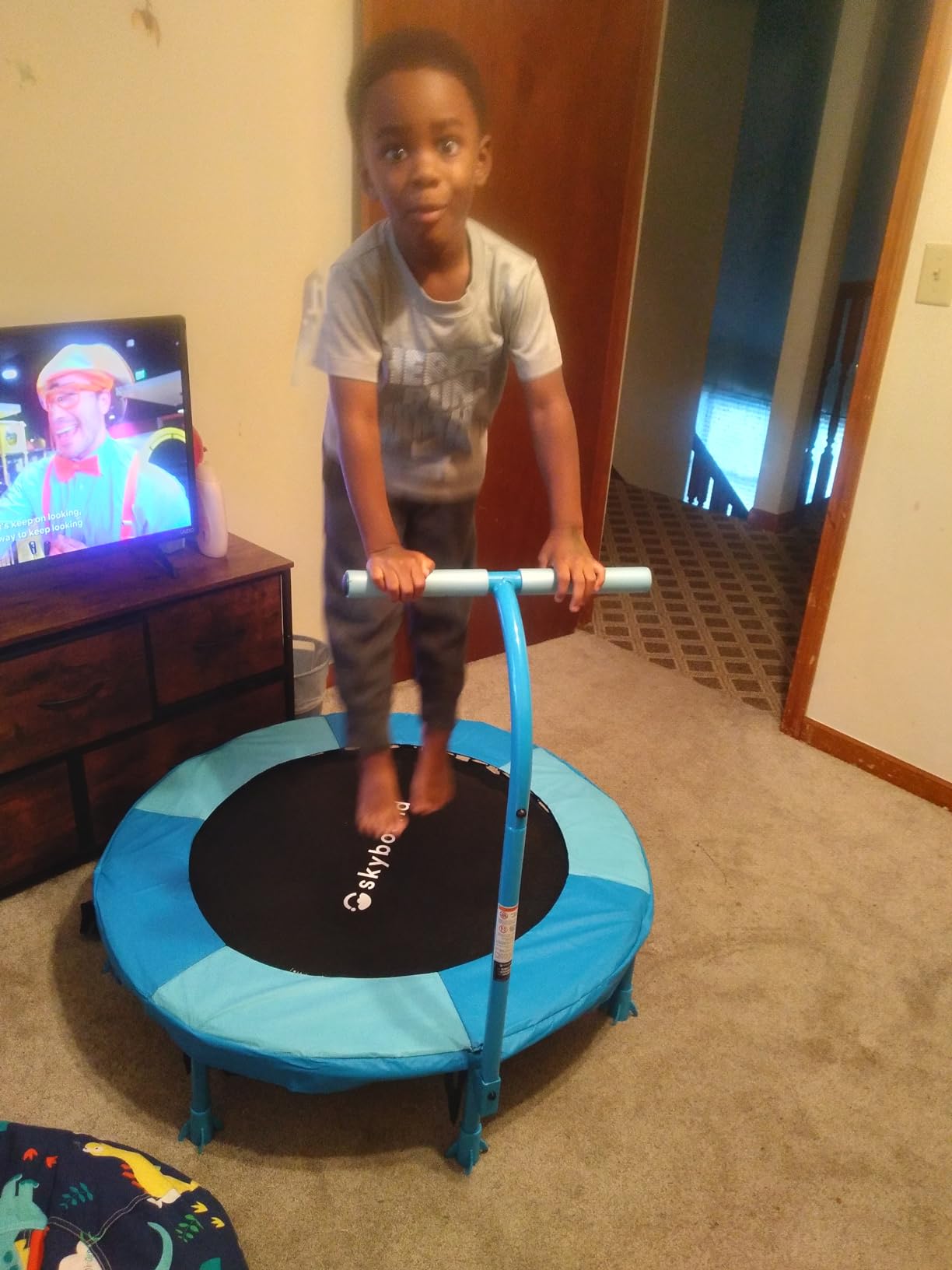 SkyBound 36 Inch Indoor Trampoline for Kids - Kids Trampoline Indoor with Handle - Toddler Trampoline with Upgraded 2.0mm Steel Pipe and Handlebar - Mini Indoor Trampoline for Kids Age 3 and Above customer photo 1