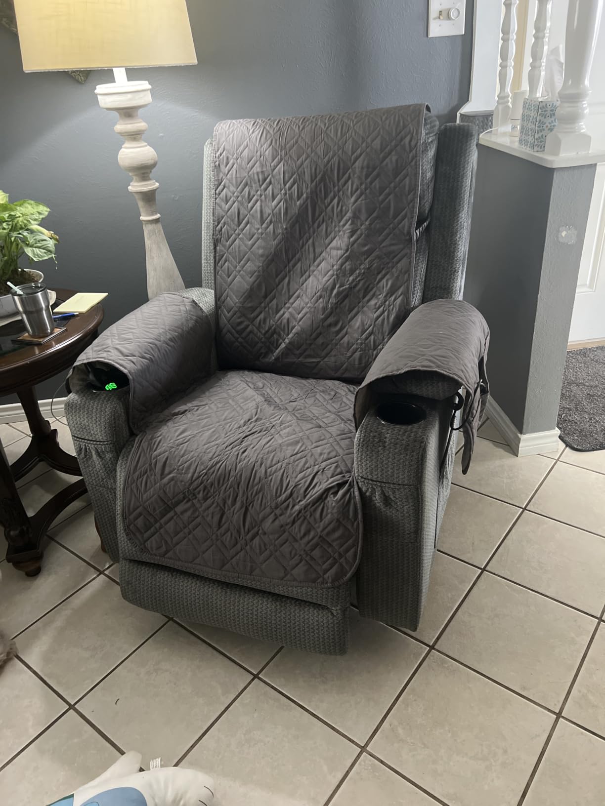 MCombo Triple Motor Power Lift Recliner Chair, Fabric 7664 (Brown, Small) customer photo 2