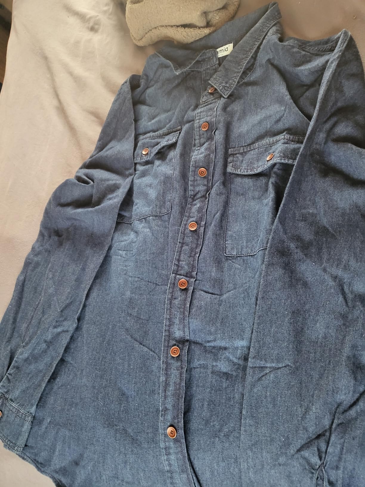 luvamia Denim Shirt Women Chambray Jean Western Shirts Long Sleeve Button Down Tops customer photo 1
