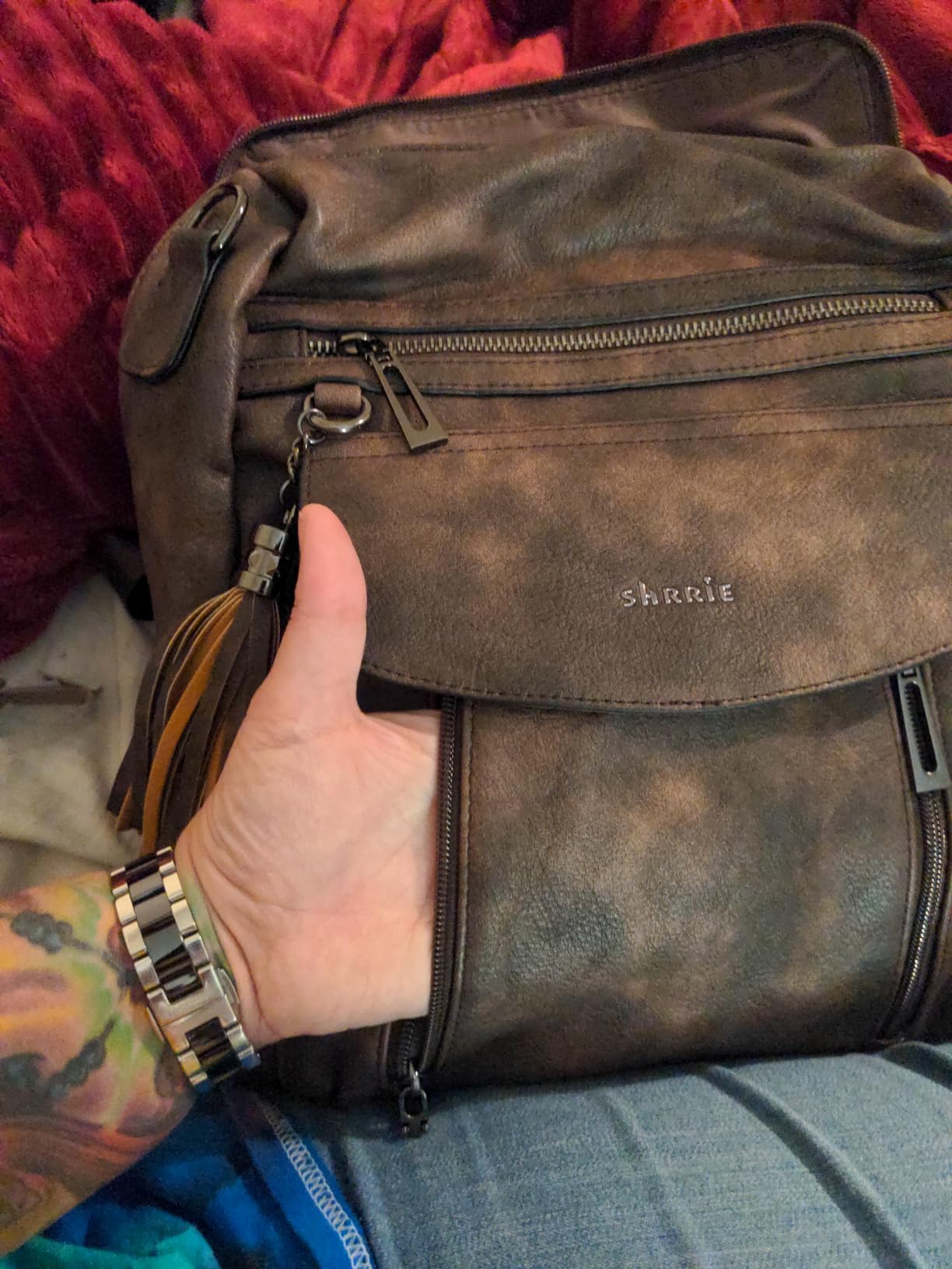 Shrrie Backpack Purse for Women Fashion Leather Backpack Purse Designer Travel Backpack Convertible Shoulder Bag with Wristlet for Work College customer photo 1