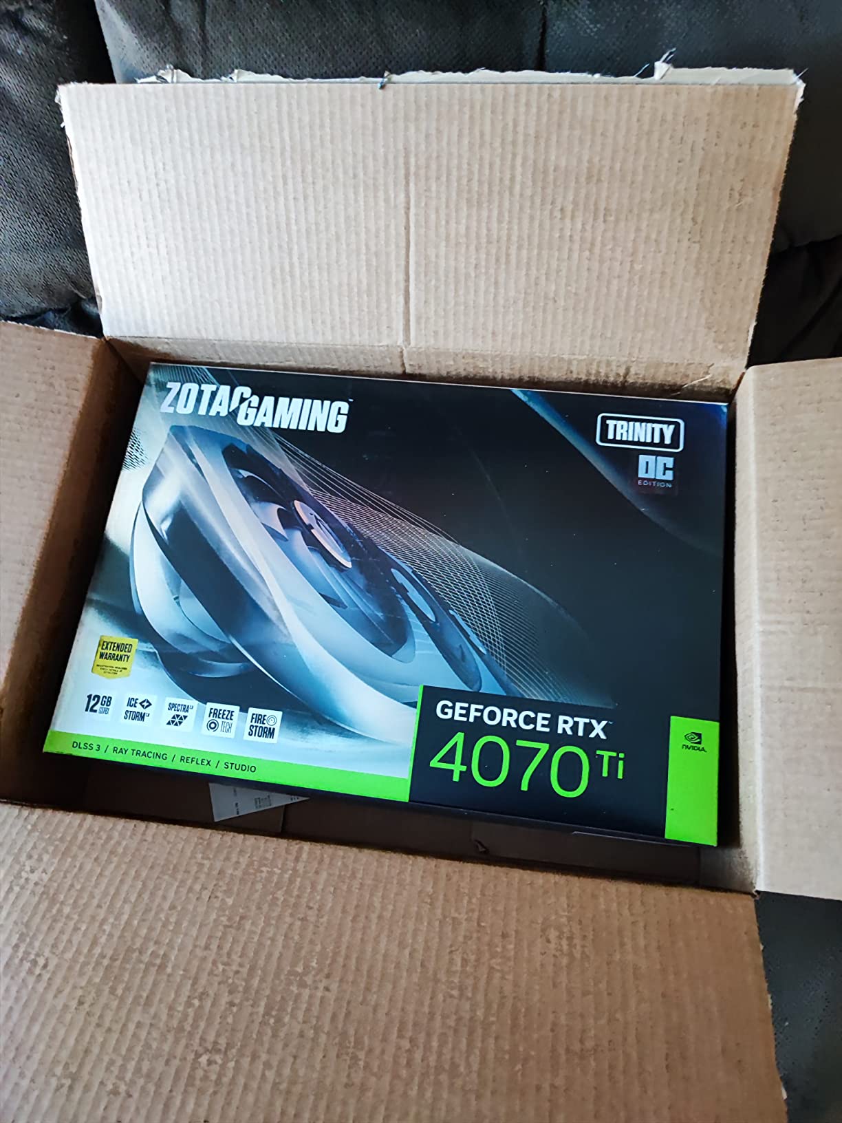 ZOTAC Gaming GeForce RTX 4070 Ti Trinity OC DLSS 3 12GB GDDR6X 192-bit 21 Gbps PCIE 4.0 Gaming Graphics Card, IceStorm 2.0 Advanced Cooling, Spectra 2.0 RGB Lighting, ZT-D40710J-10P customer photo 1