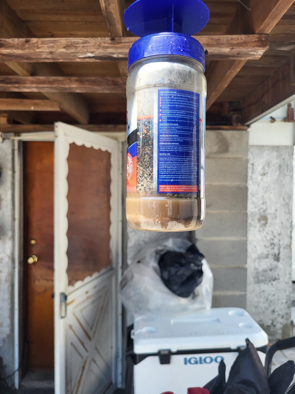 2 Fly Traps Outdoor Fly Trap for Patio with 4 Non-Toxic Dissolvable Bait Refills. Reusable Hanging Bug Catcher Killer for All Filth Flies for Outside Bug Control Yard Ranch. Hanging Chains Included. customer photo 1
