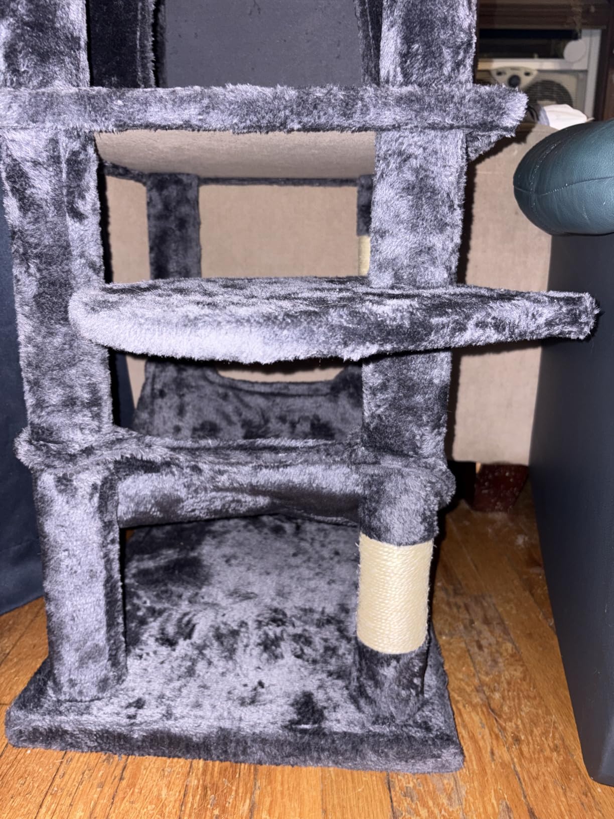 Feandrea Cat Tree, 59.5-Inch Tall Cat Tower, Plush Multi-Level Condo with 5 Scratching Posts, 2 Perches, 2 Caves, Hammock, 2 Pompoms, Light Gray UPCT192W01 customer photo 2
