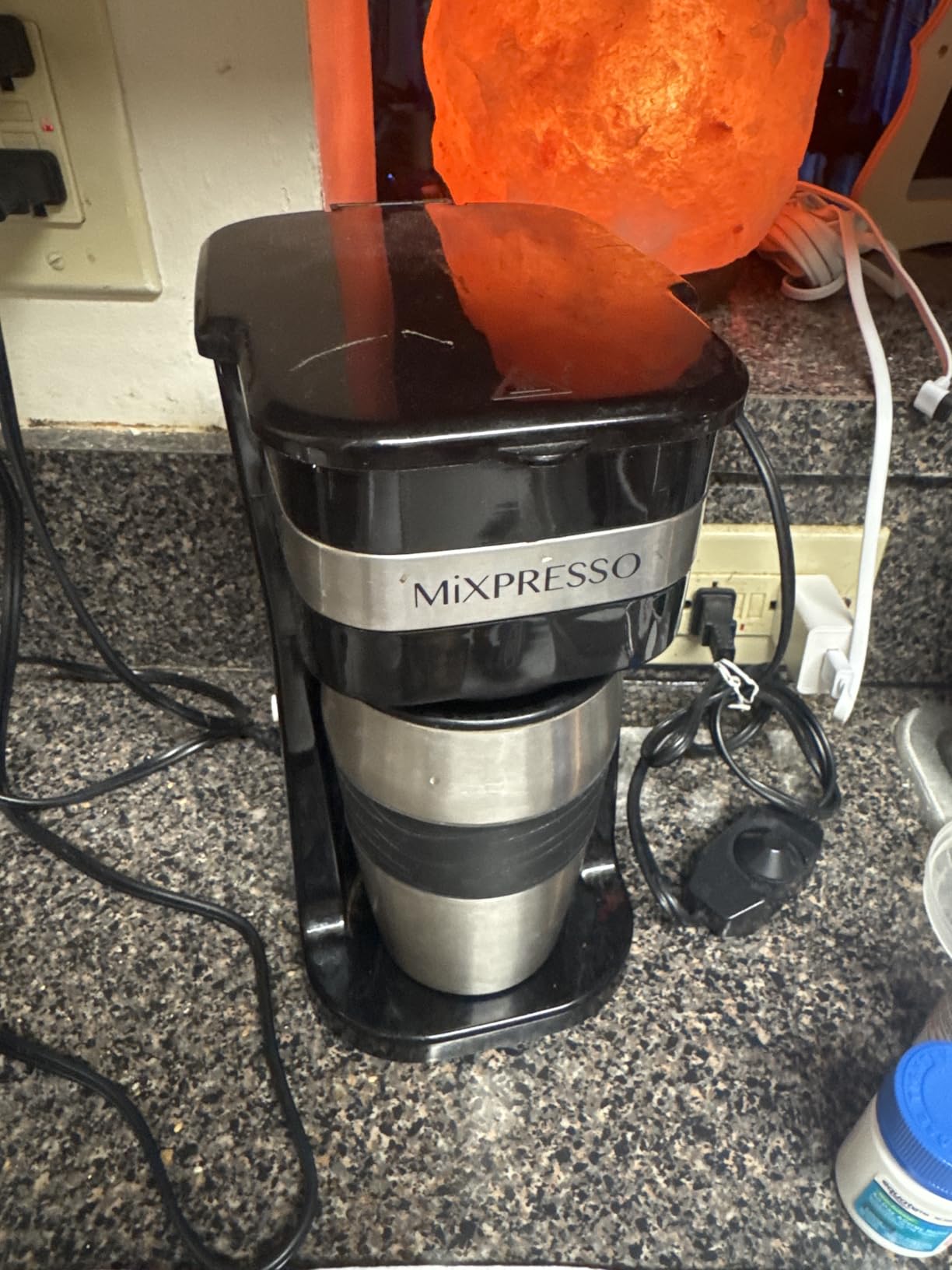 Mixpresso Single Serve & Single Cup Coffee Maker with 14oz Travel Mug White | For ground coffee only, reusable filter, auto shut off. Compact personal drip coffee maker, not compatible with K-Cup pods. customer photo 2