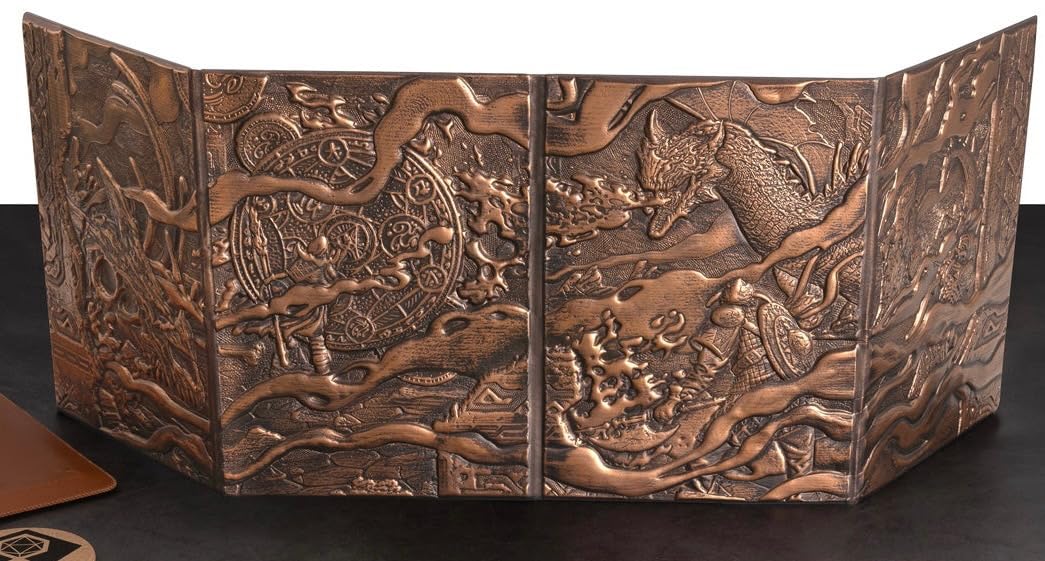DND DM Screen 5e - D&D Dungeon Master Screen 3D Faux Leather with Customizable Inserts - Dungeons & Dragons GM / Game Master Accessories Gift for Man or Woman. Hide Dice Rolls, Maps & Books (Bronze). customer photo 1