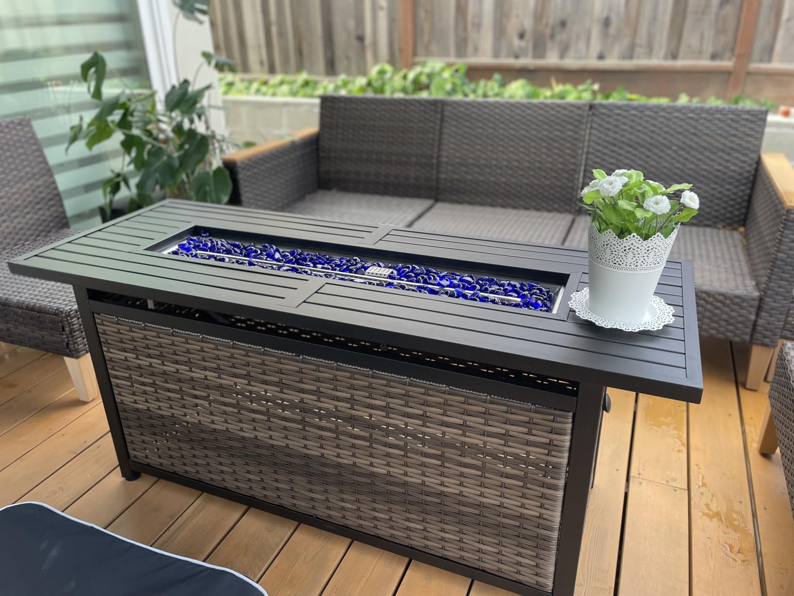 Sophia & William 56 Inch Gas Fire Pit Table,Rectangular Propane Fireplace customer photo 1