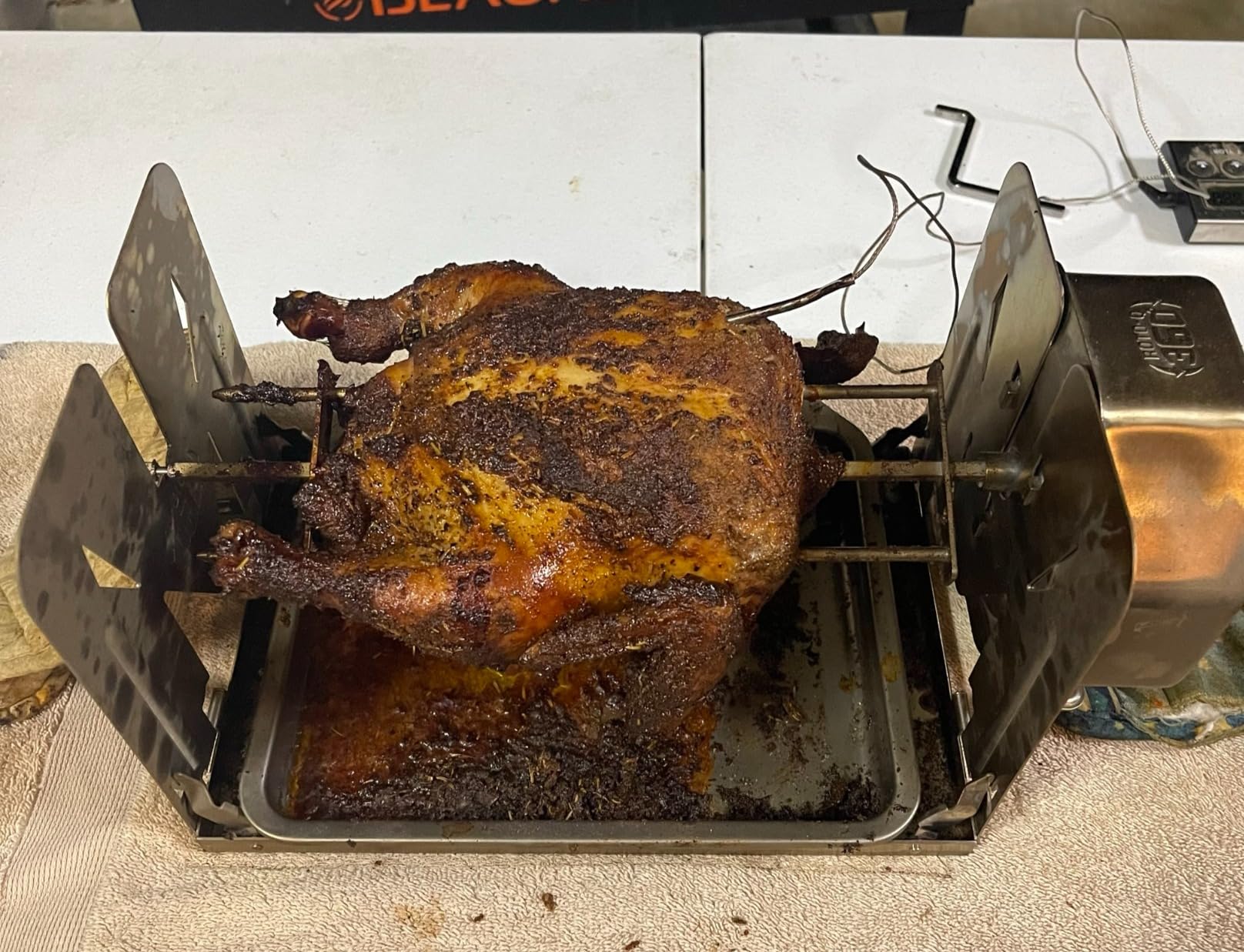 ROTO-Q 360 Family Rotisserie Kit – Non-Electric Wind-Up Spit Roaster with Tumble Basket, Flat Cage, Skewer Set & Mat for Grill, Oven, Smoker, Portable BBQ Cooking, Tailgating, or Camping Use customer photo 1