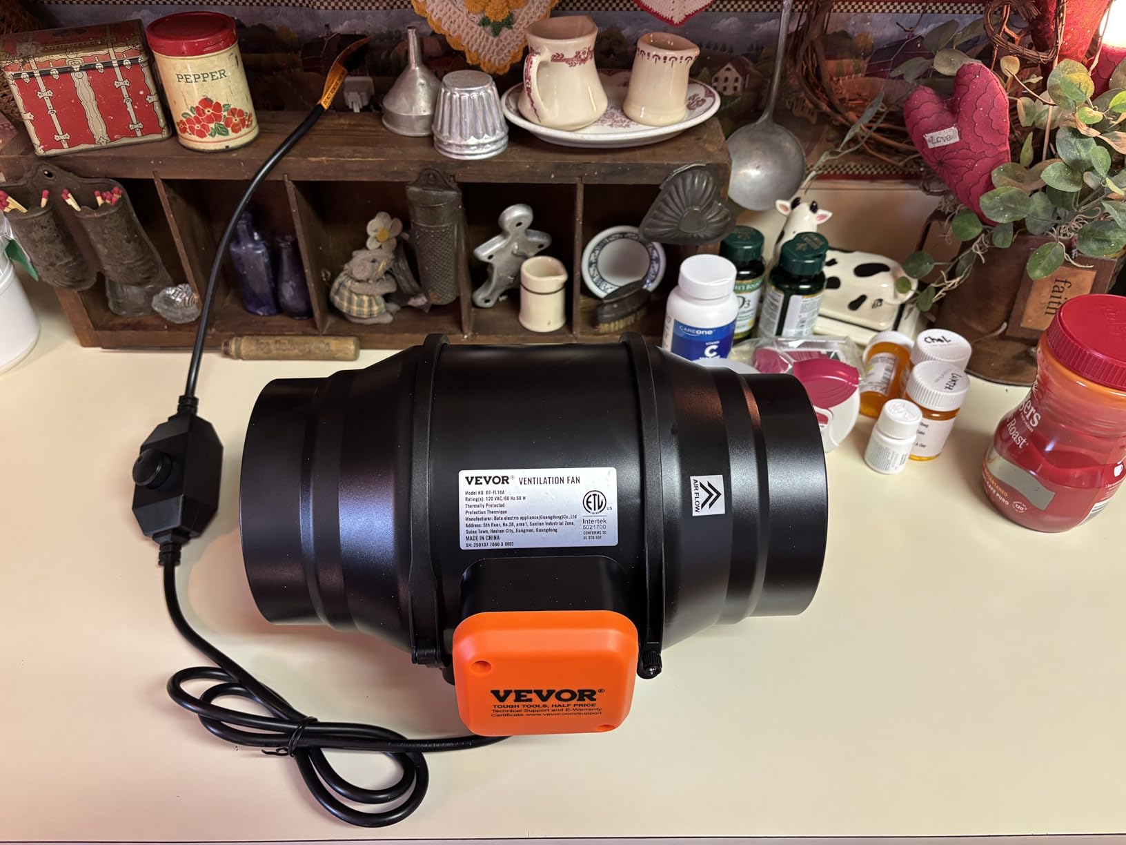 VEVOR Inline Duct Fan, 6-Inch 400 CFM with Variable Speed Controller, Quiet AC-Motor Ventilation Exhaust Fan for Cooling Booster, Grow Tents, Hydroponics customer photo 1